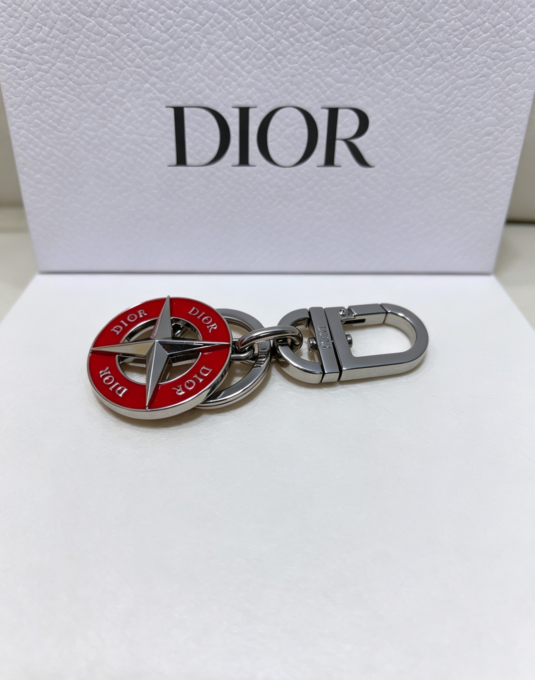 Dior Starburst Compass Red Keychain