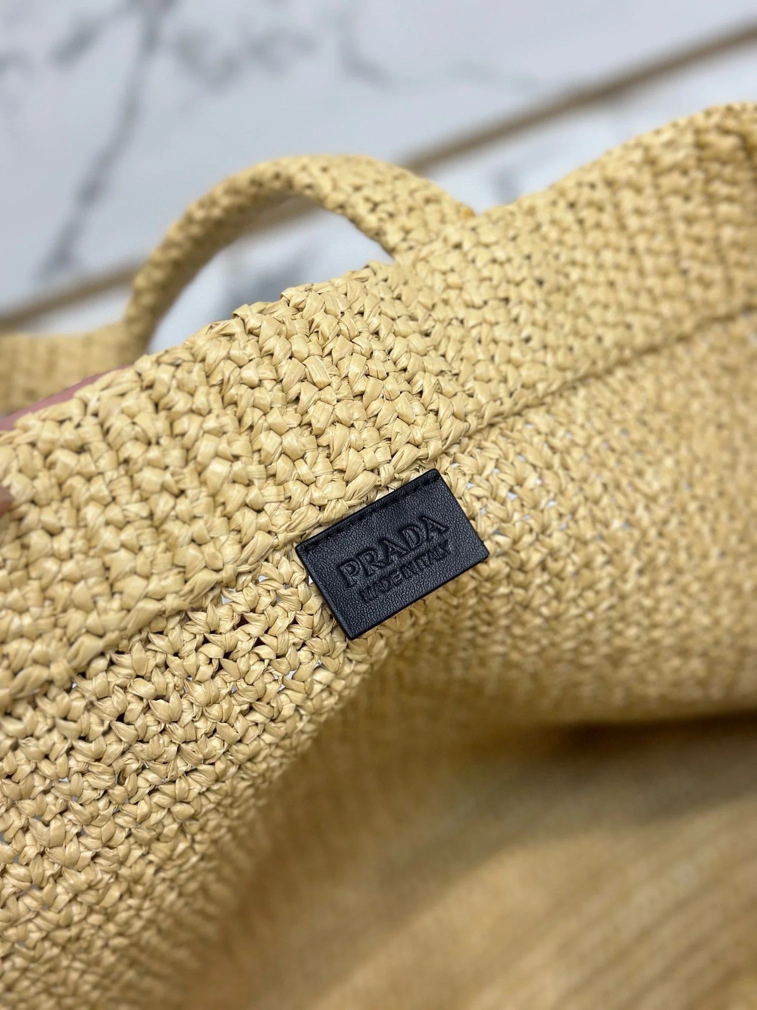 Prada Woven Tote Bag Beige Raffia