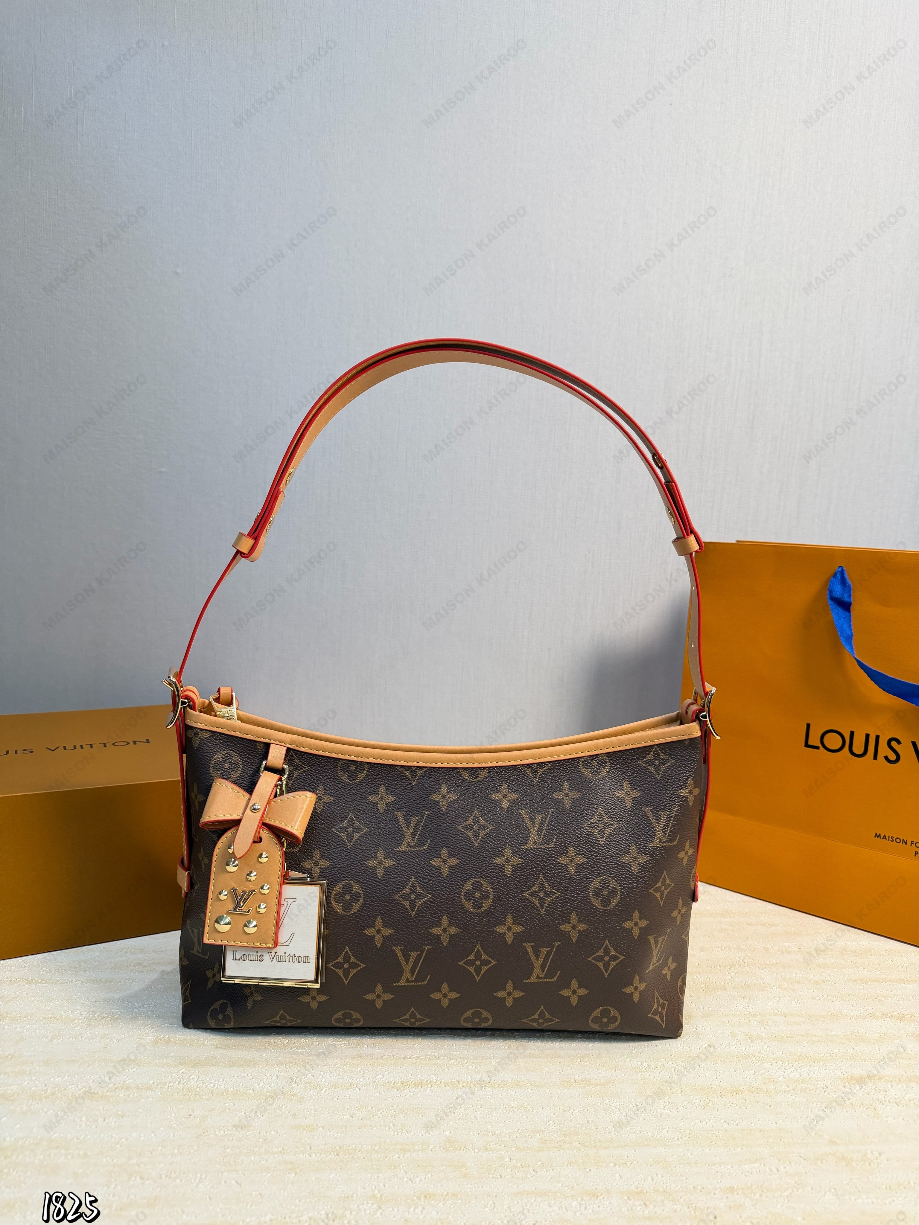 Louis Vuitton LV Carryall East West Classic Monogram Canvas Vachetta Leather Hobo Tote Shoulder Bag - KAIROO