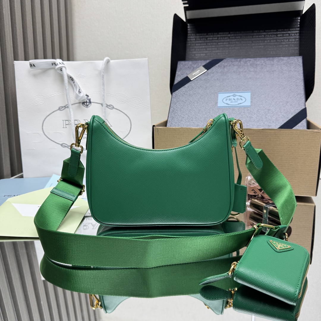 Prada Re-Edition 2005 Saffiano leather bag-Green1BH204