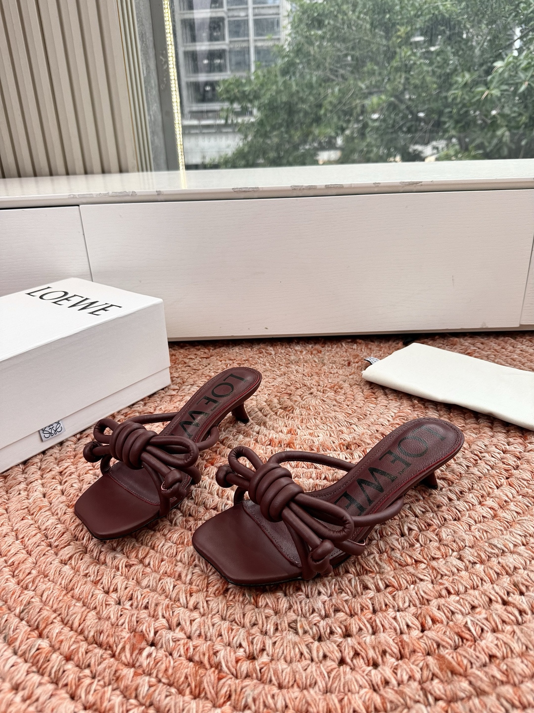 Loewe Flamenco Knot Heeled Mule in Nappa leather