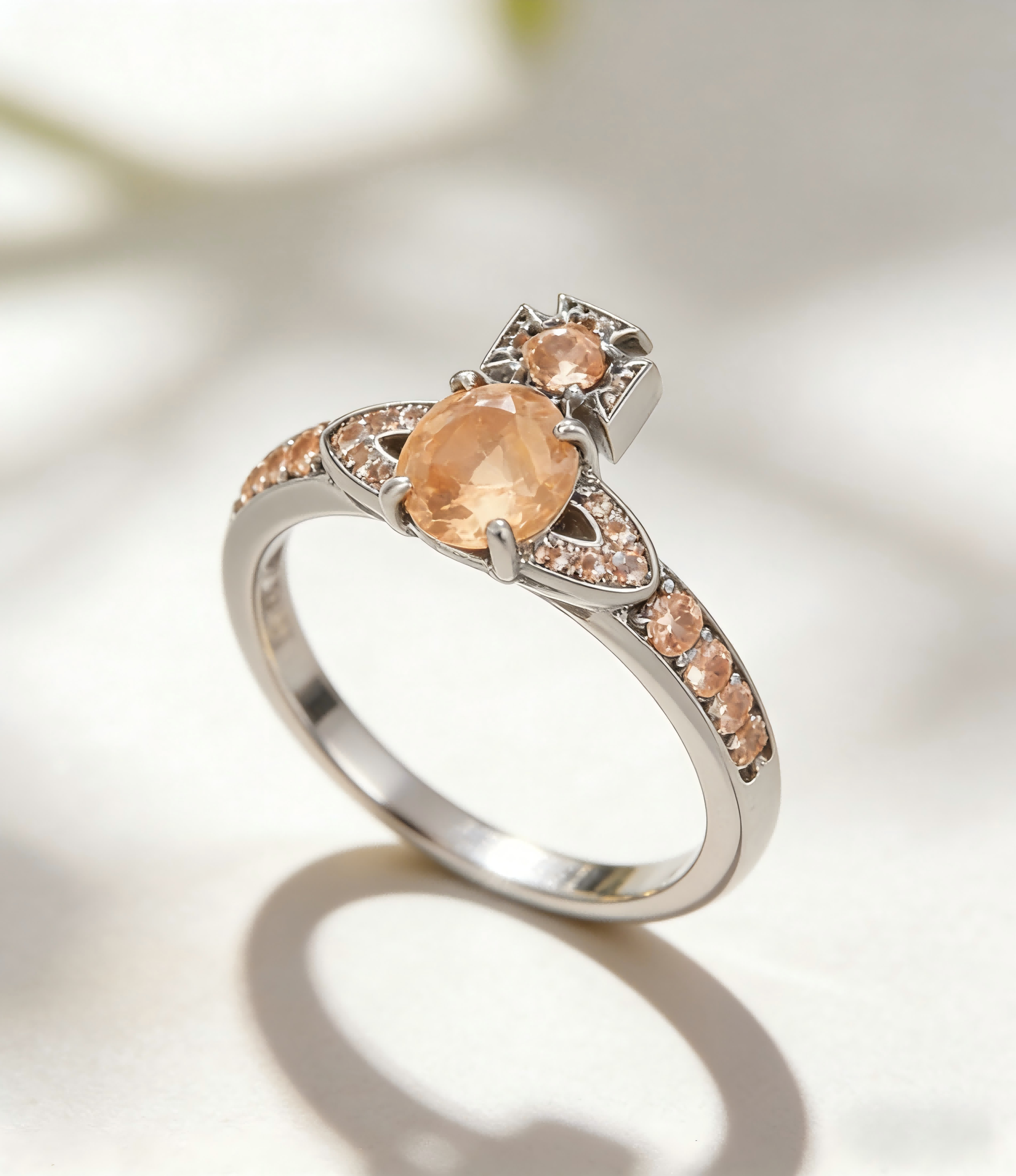 2026 New Vivienne Westwood Style Champagne Crystal Saturn Ring - Sparkling Rhinestone Celestial Jewelry for Women