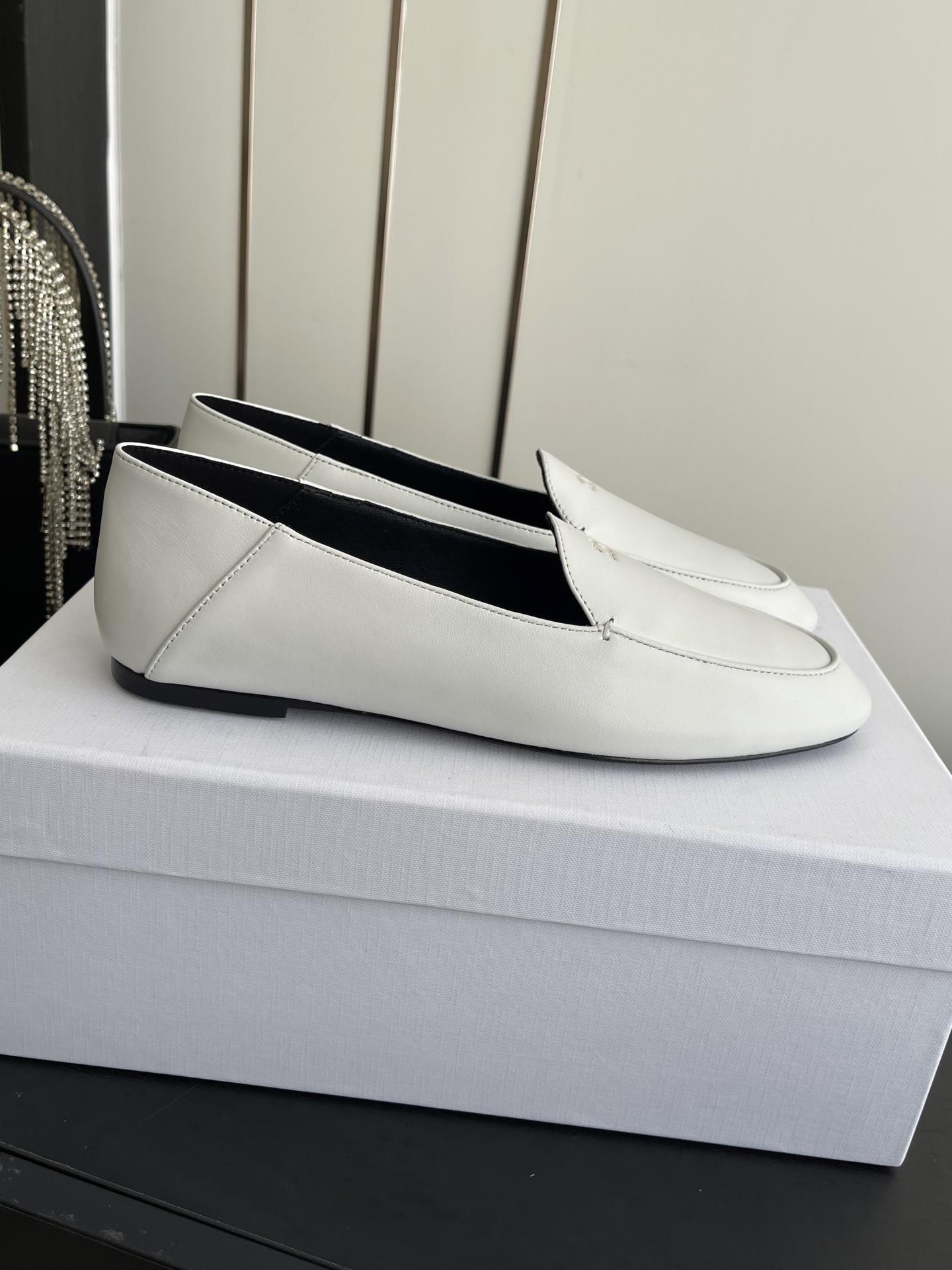 Celine White Aura Loafer in Goatskin