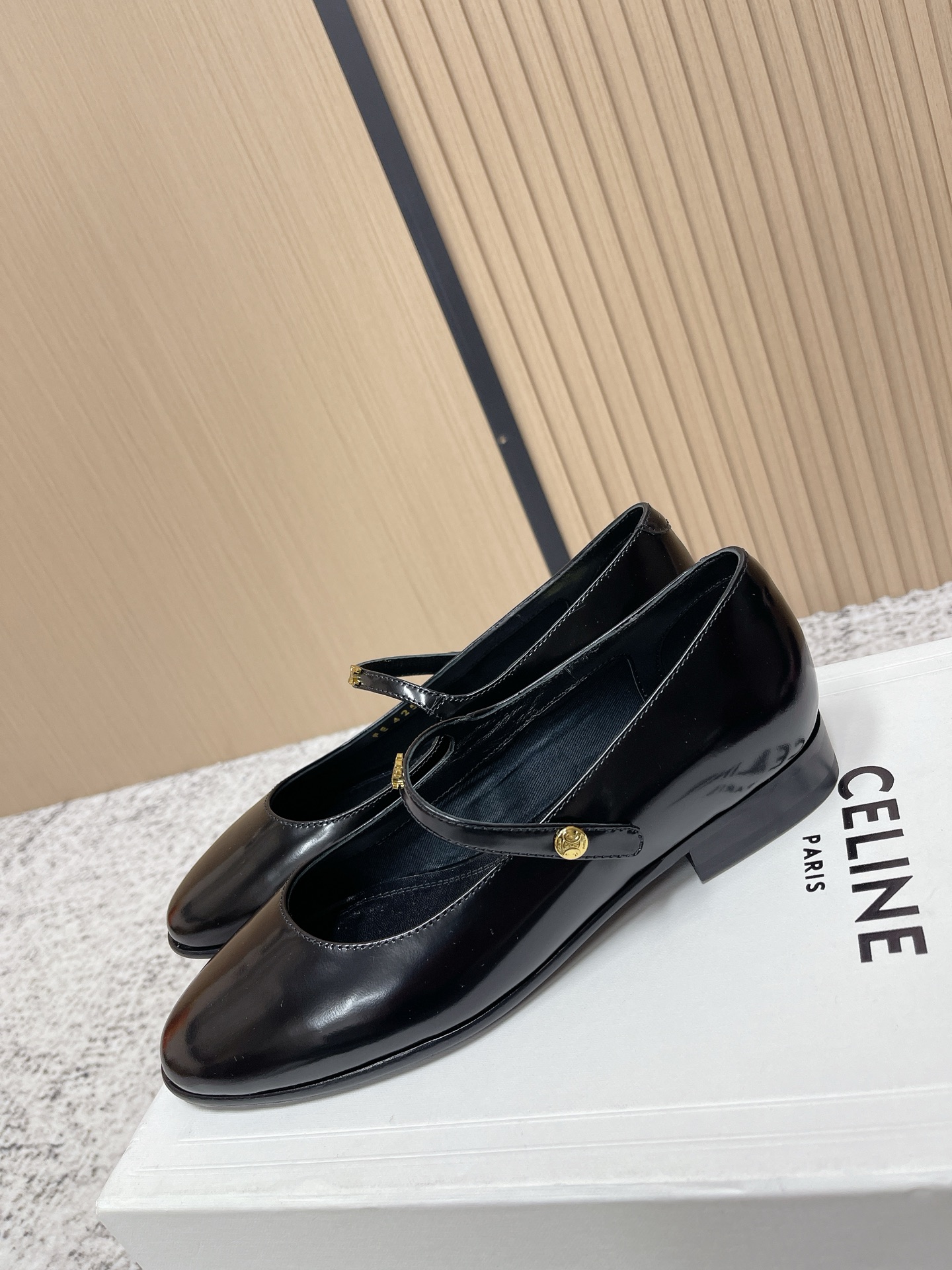 Celine Black City Ballerina in Glassy Calfskin