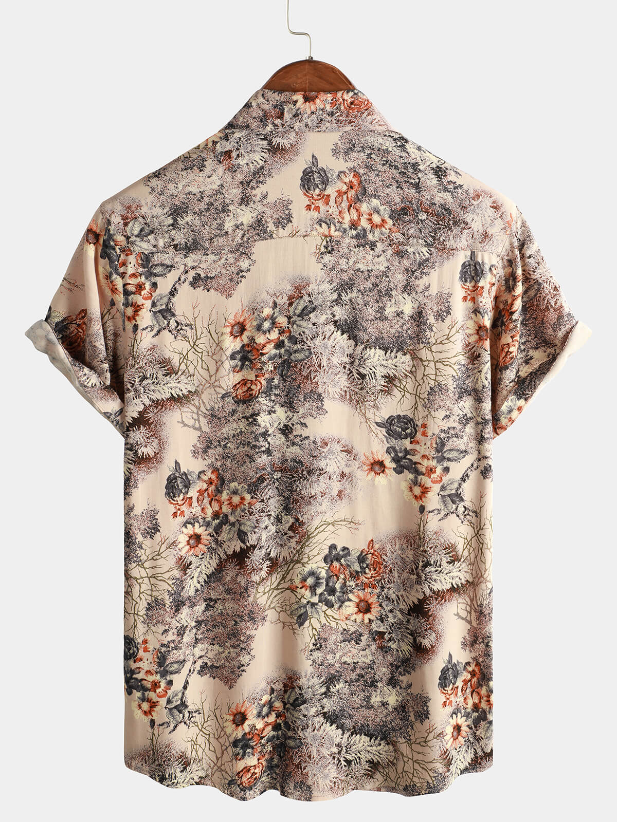 Men's Floral Print Vacation Button-Up Short Sleeve Shirt