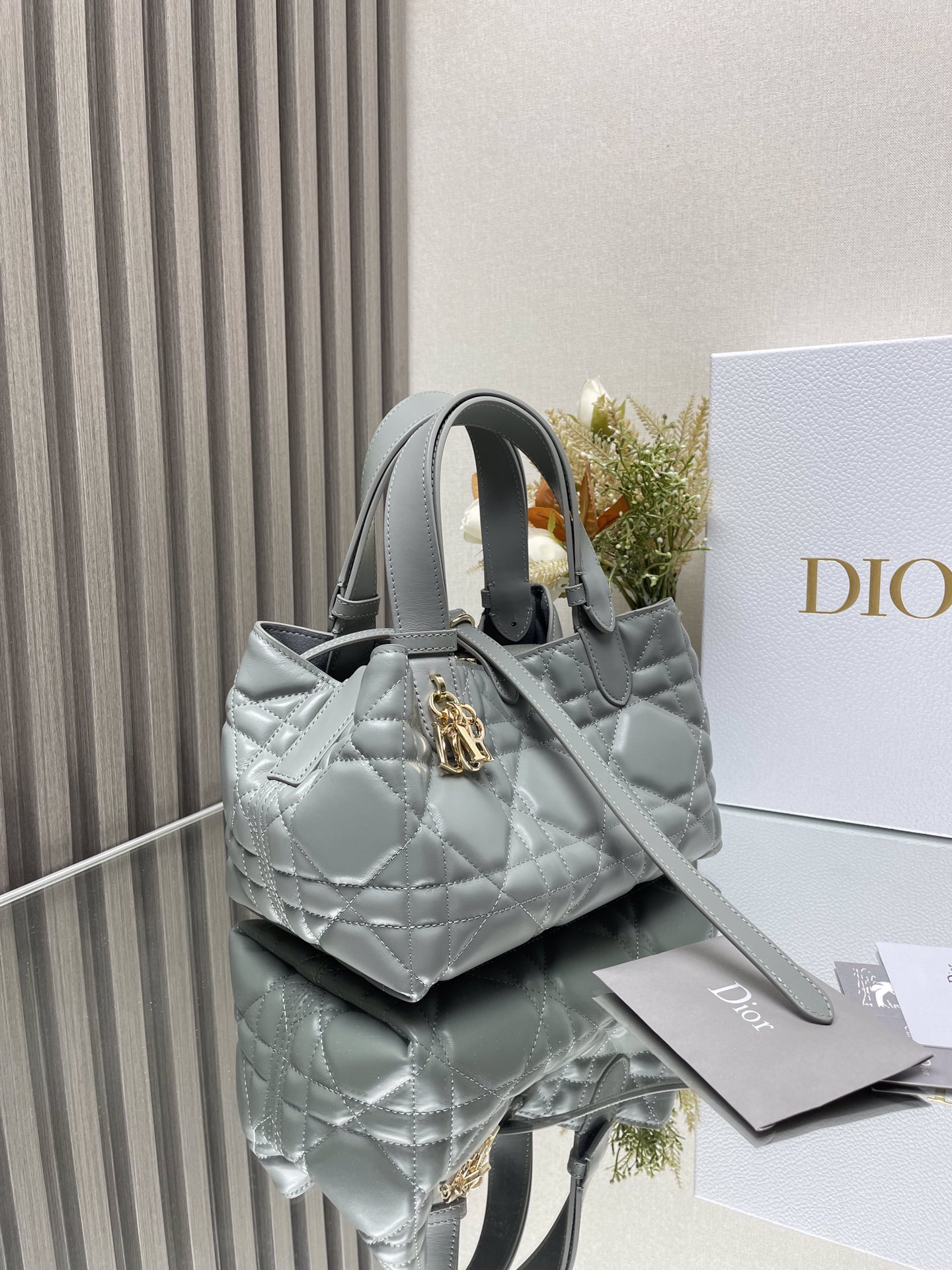 Dior SmallToujours Bag in Grey Quilted Calfskin