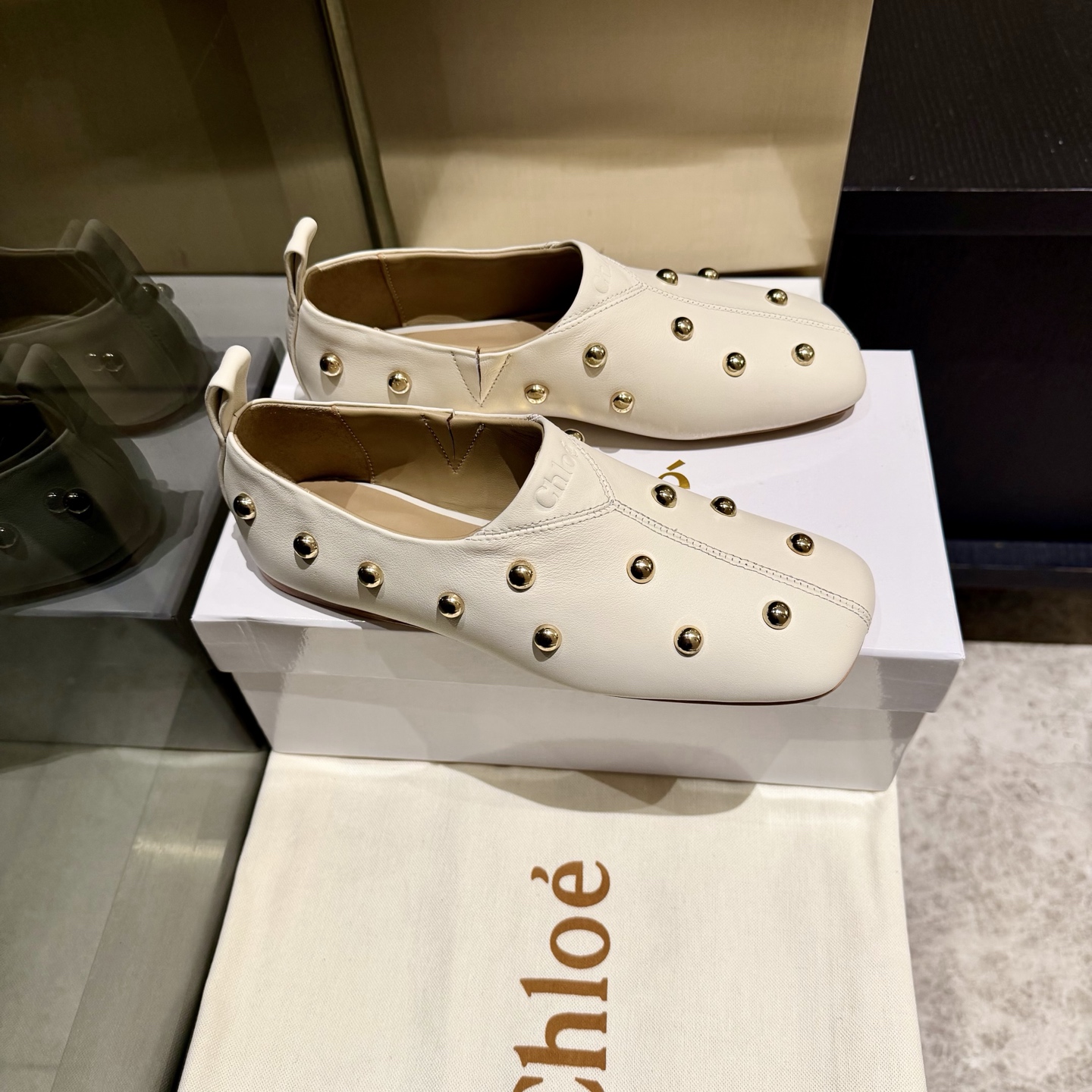 Chloe Studded Leather Ballet flat