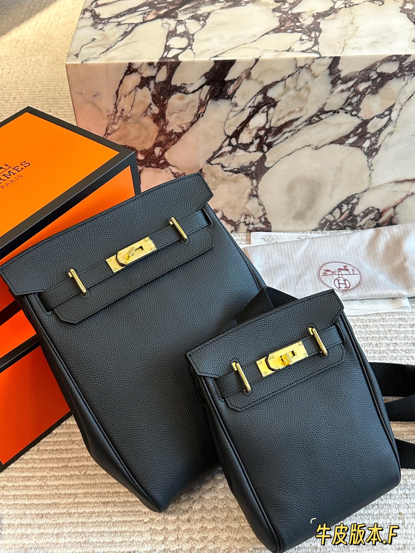 Hermès HAC à Dos PM & GM Togo Leather Backpack Sling Chest Crossbody Bag - KAIROO