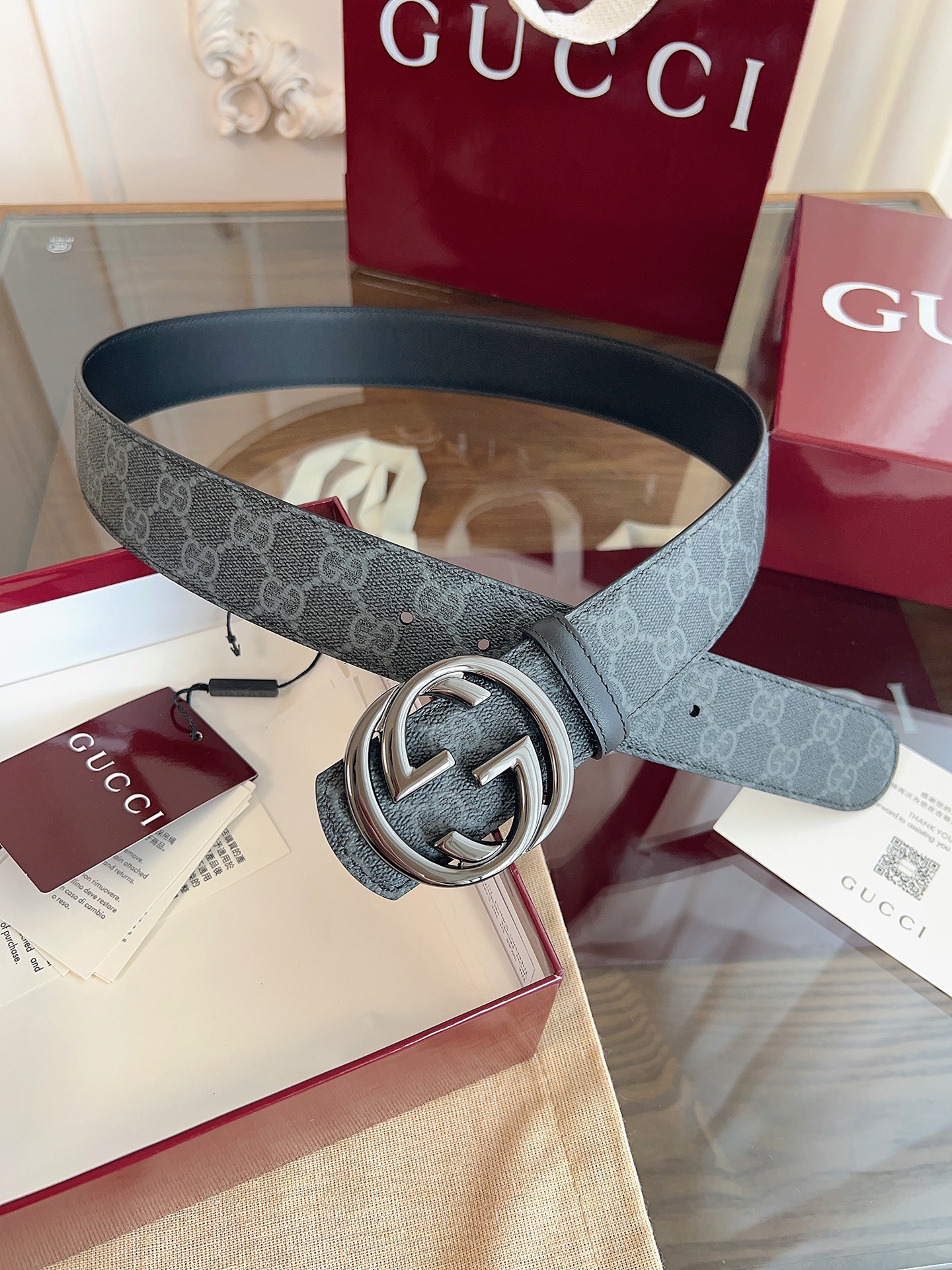 Gucci Belt with Interlocking G buckle 4cm