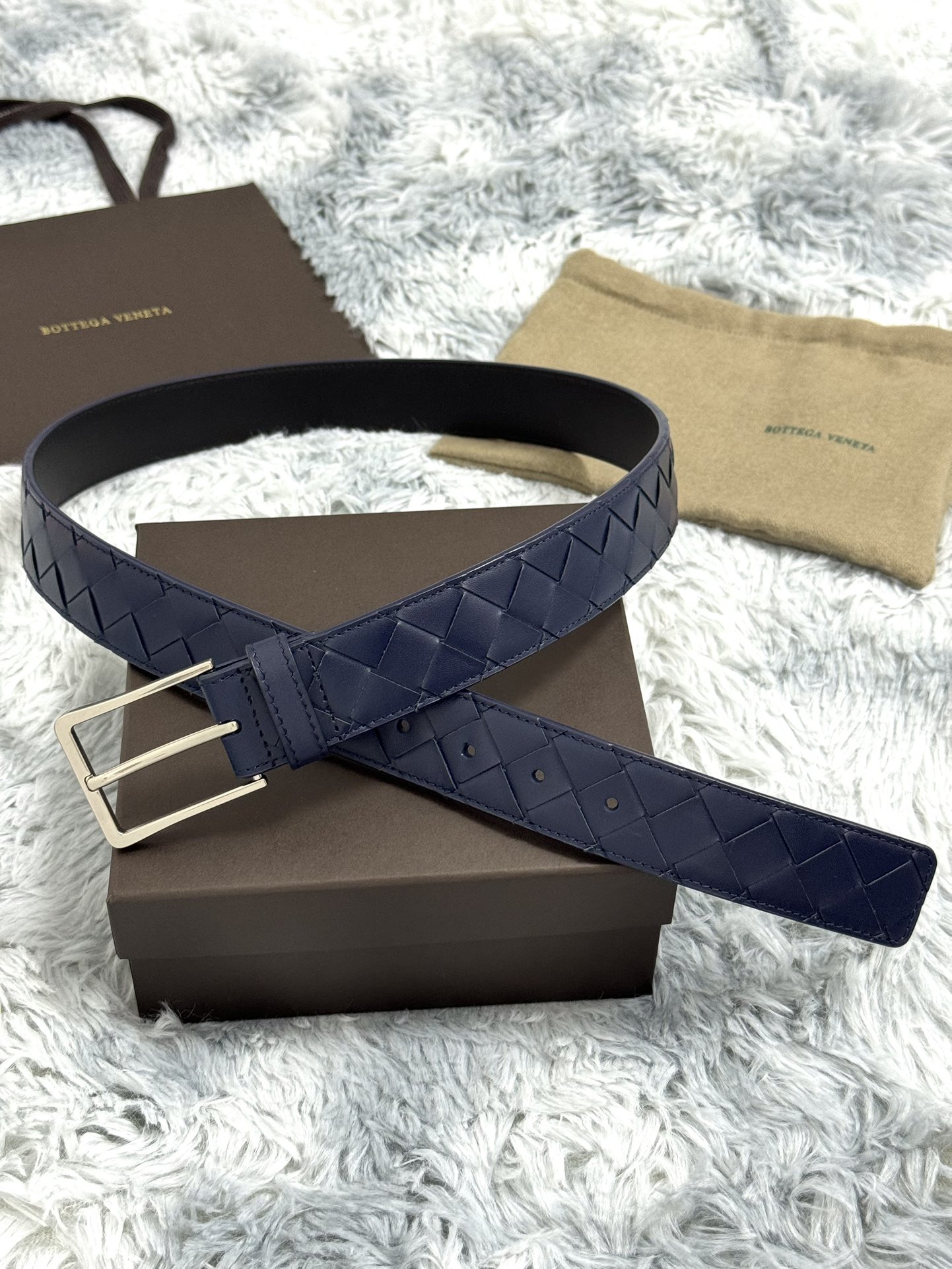 Bottega Veneta Intrecciato Leather Belt 3.5cm