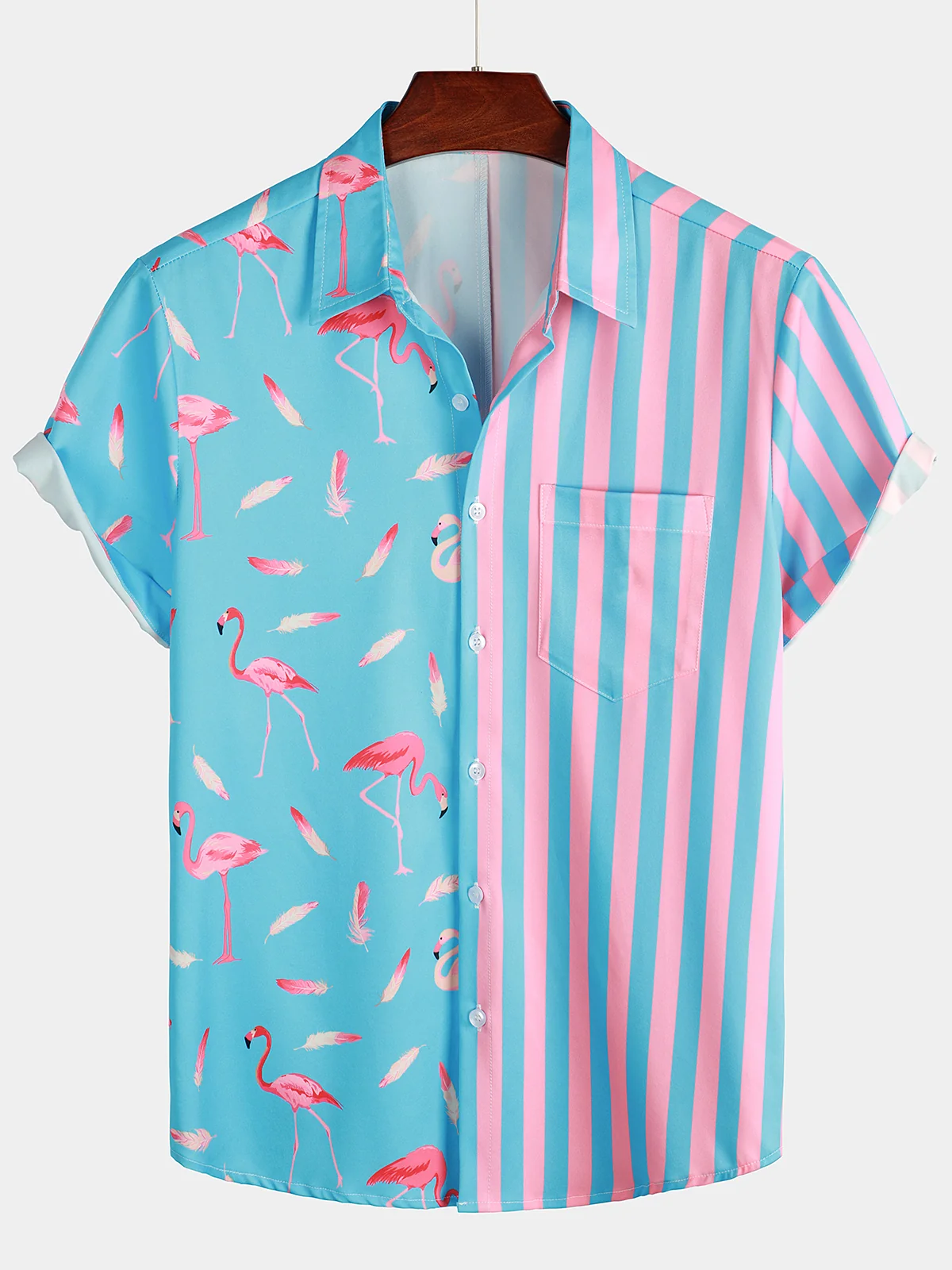 Men's Flamingo Stripe Pocket Summer Shirt