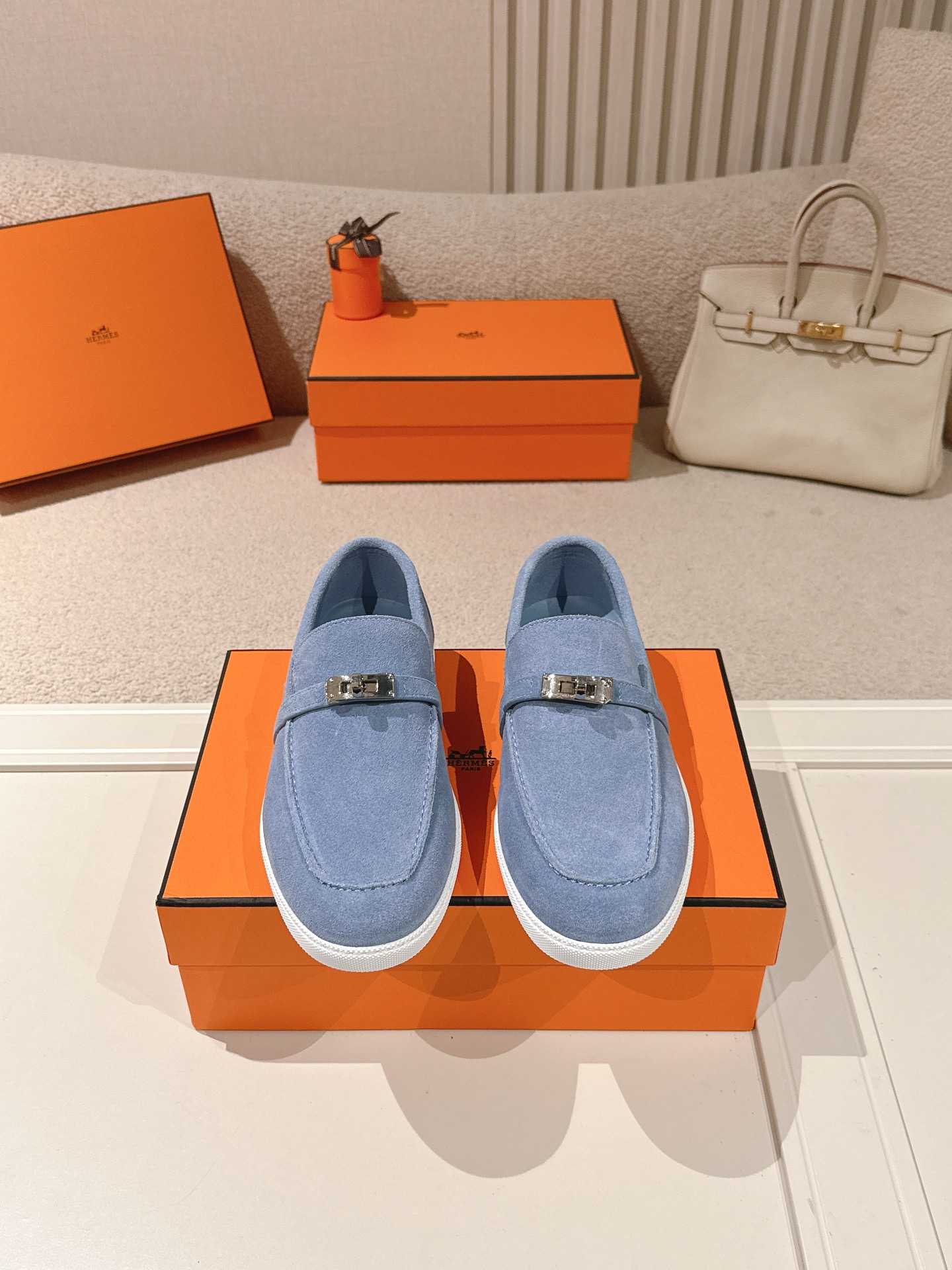 Hermes Unisex Suede Loafer