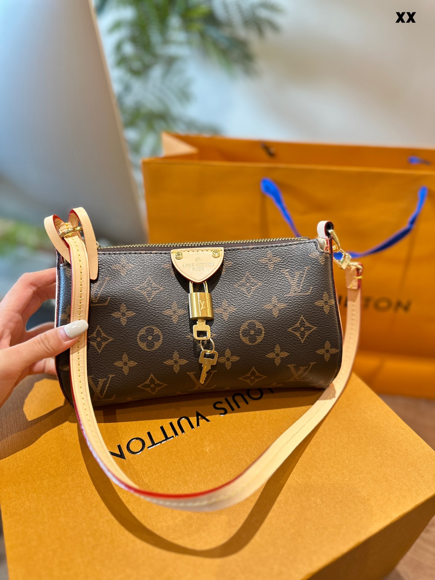 Louis Vuitton LV Under Arm Mini Shoulder Bag with Lock Handbag Monogram Canvas
