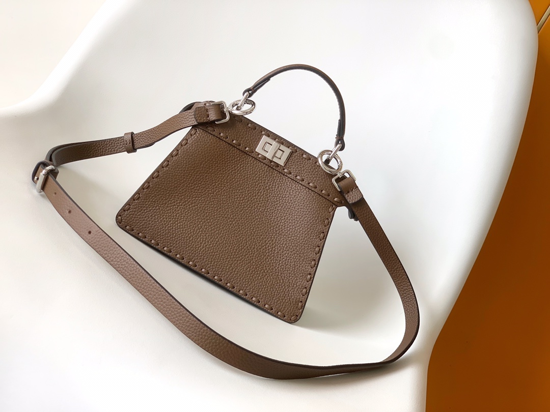 Fendi Peekaboo Selleria Petite Peekaboo-Dark Brown