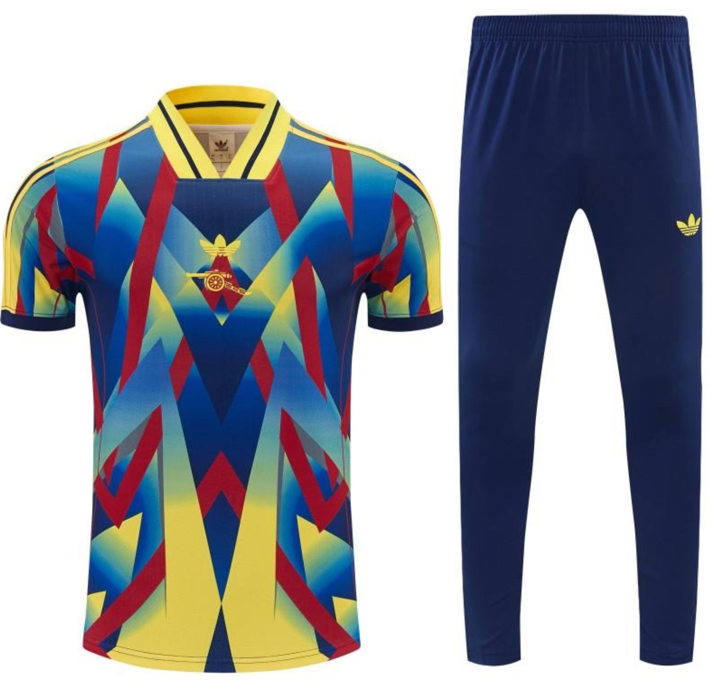 26/27 Arsenal Yellow Blue Red Geometric Multicolor Short Sleeve Tracksuit + Long Pants S-2XL