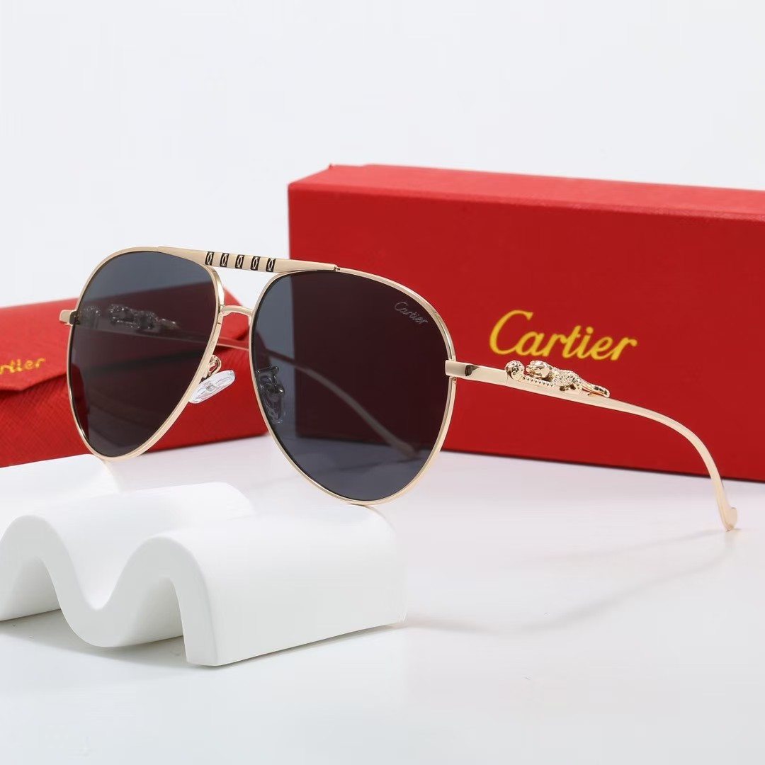 Cartier Panthère de Cartier Metal Full-Rim Aviator Sunglasses  Top quality - KAIROO