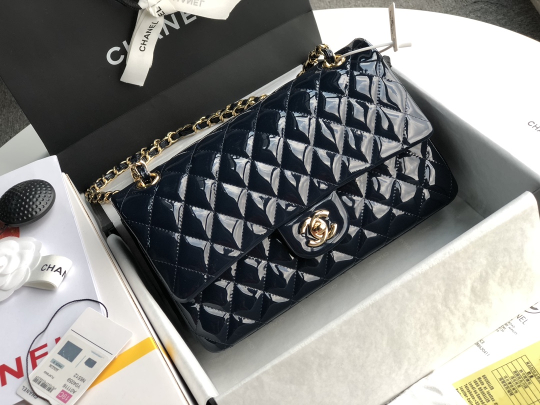 Chanel Classic 11.12 Handbag in Navy Blue Patent Leather