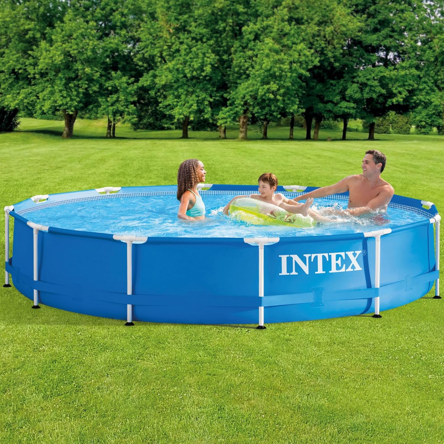 INTEX Metal Frame 12 ft x 30 in Above Ground Pool Set, Round Swimming Pool with Steel Frame, 530 GPH Cartridge Filter Pump, and Type A Filter Cartridge