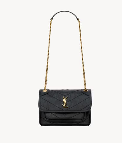 Saint Laurent Black Vintage Leather Mini Niki Bag