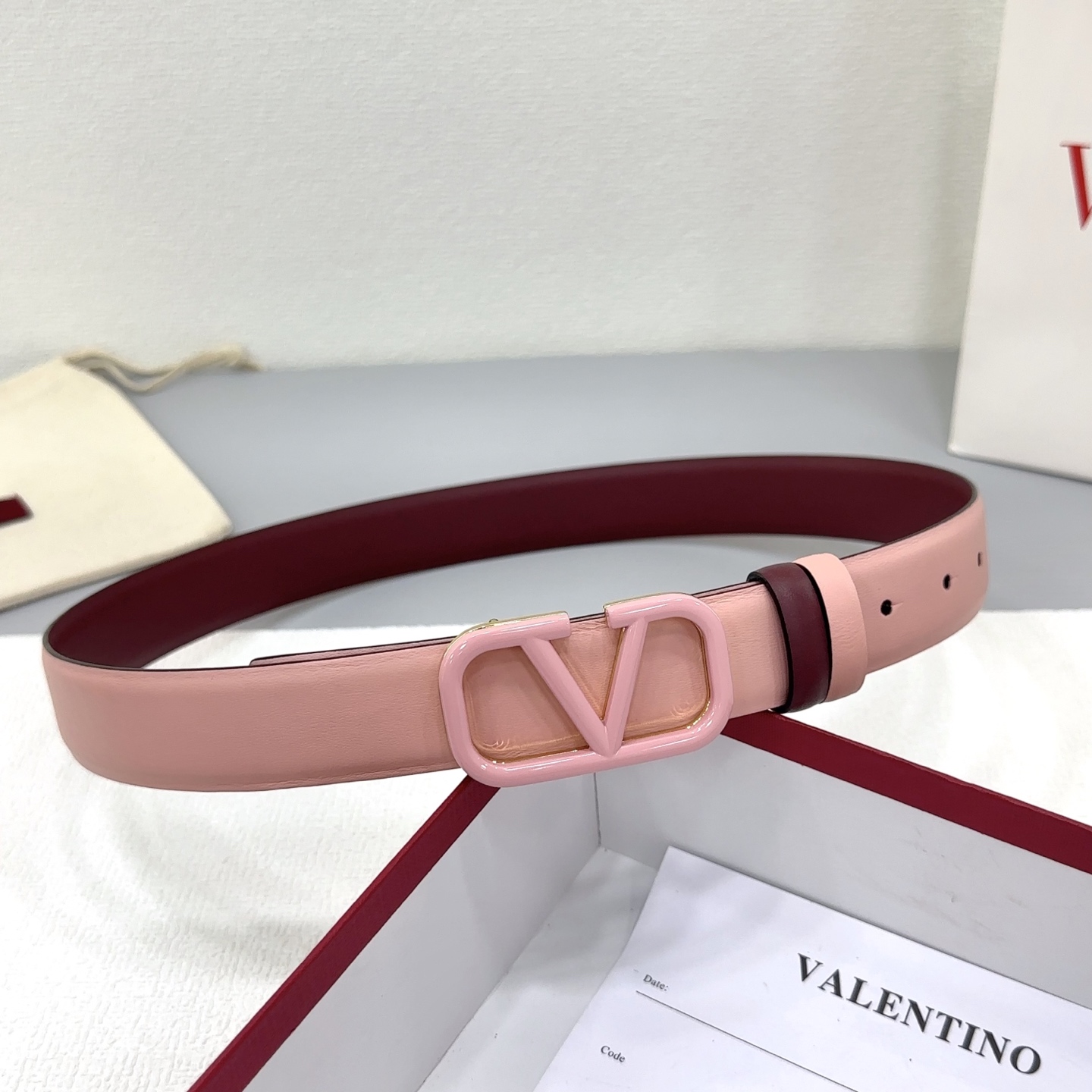 Valentino Reversible Leather Belt 3cm