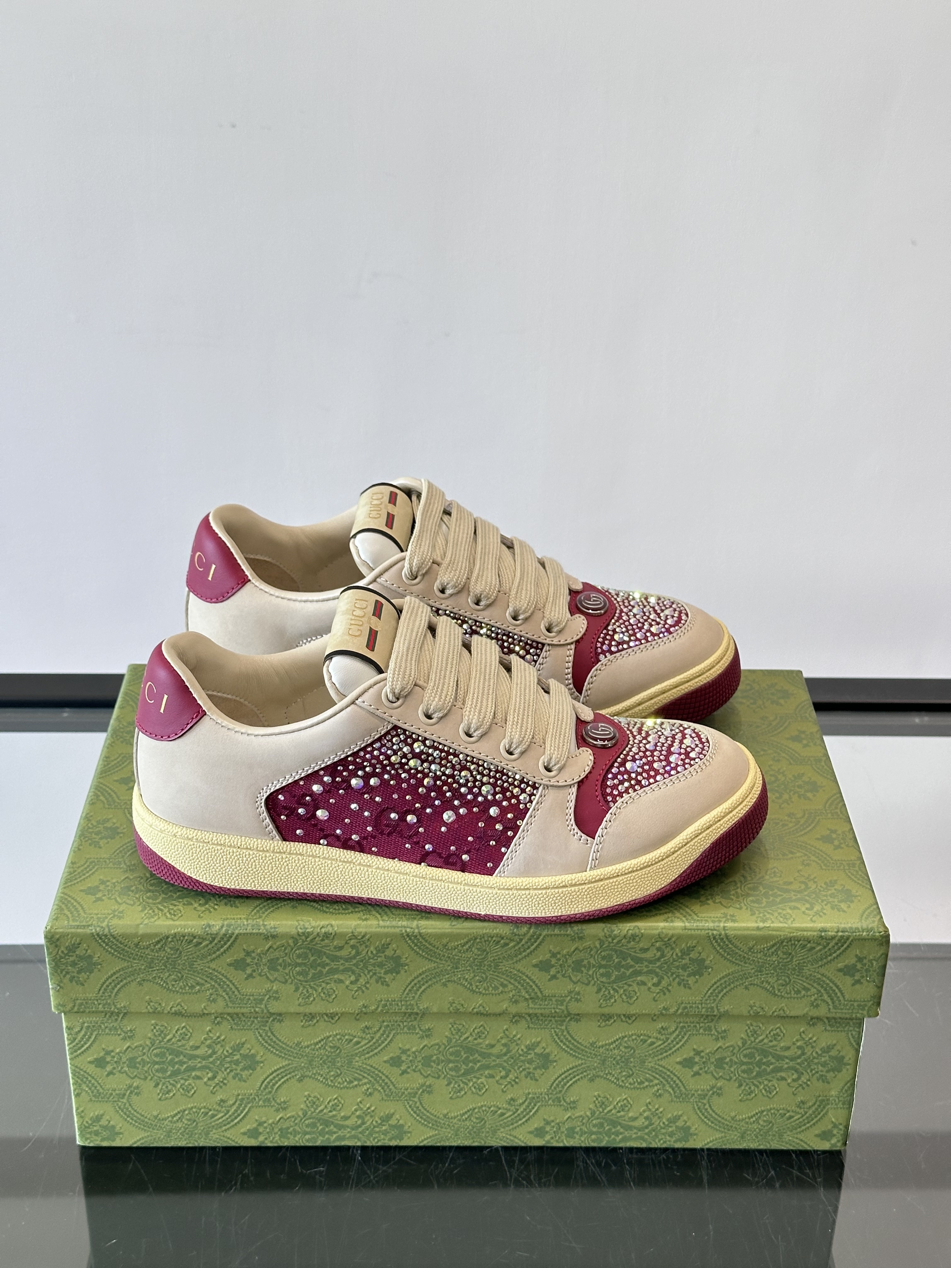 Women's Gucci Screener Sneaker with crystals