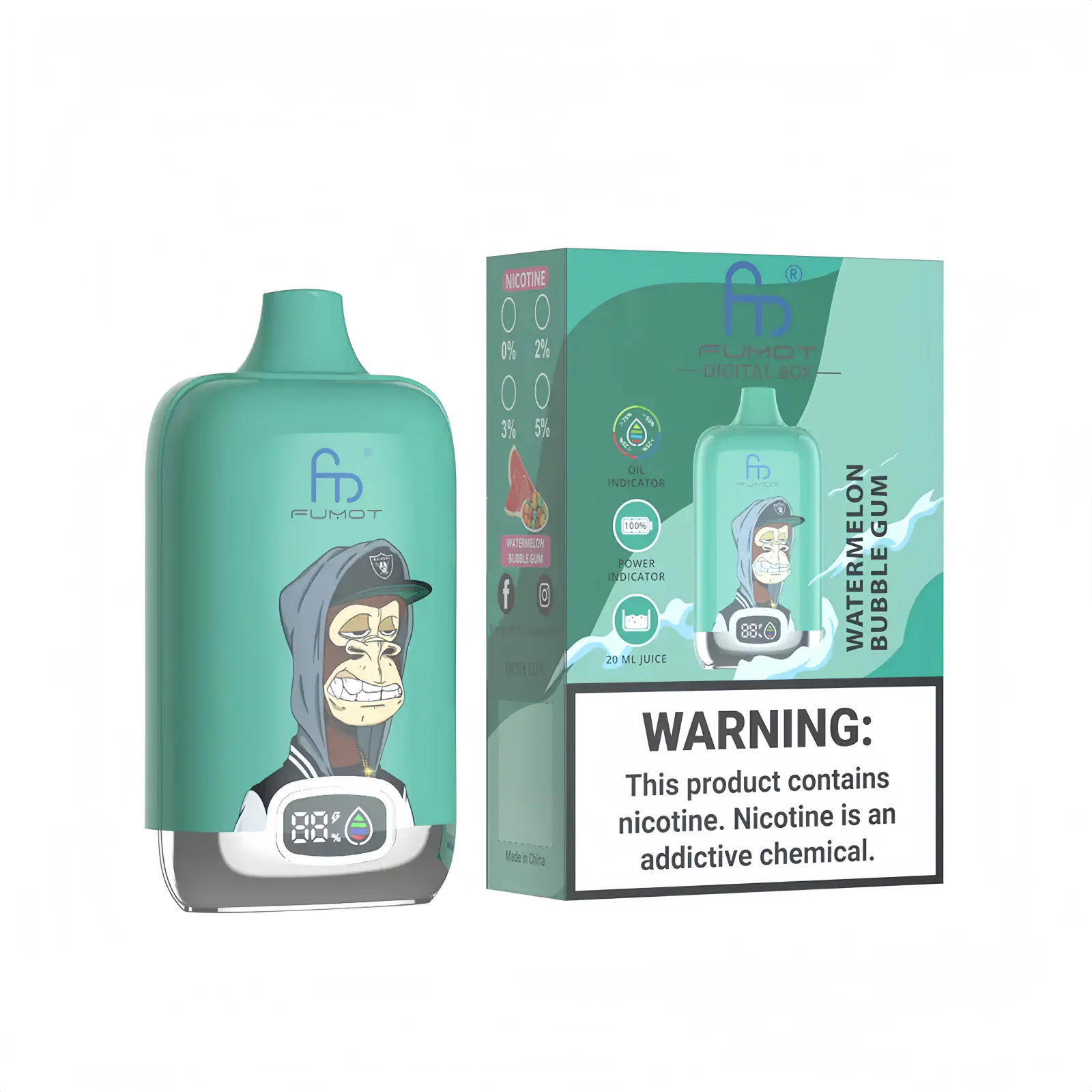 FUMOT Digital Box 12K Disposable Vape – Watermelon Bubblegum - Vaba Vape-Shop