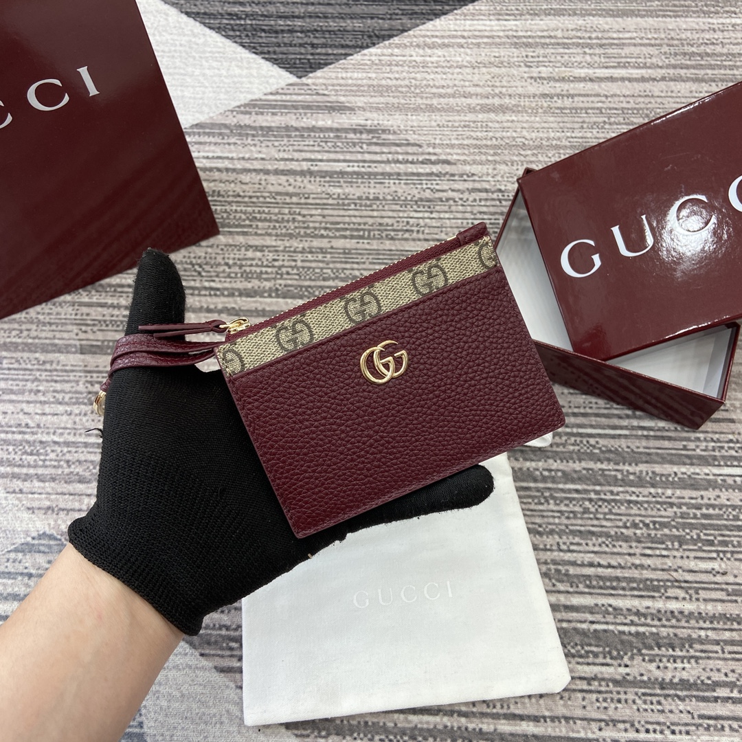 Gucci Bi-colour GG Marmont zip key pouch 837966