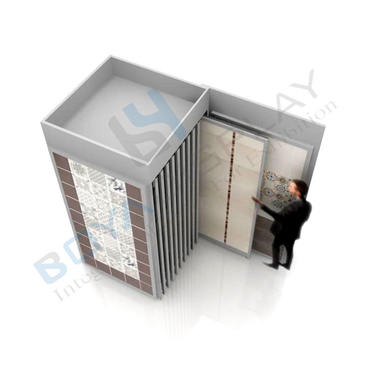 Customized Pull Push Ceramic Tile Granite Marble Display Quartz Slab Stone Wood Flooring Parquet Stand Sliding Tile Display Rack