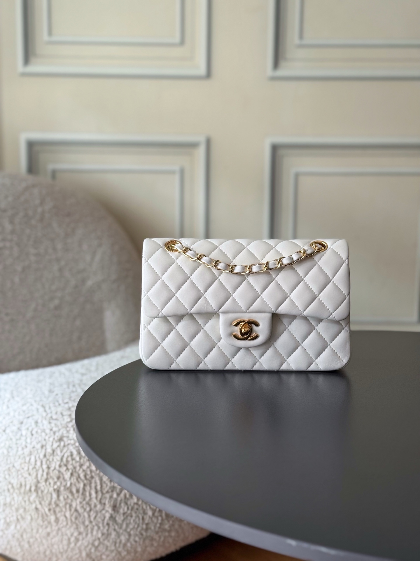 Chanel CF Small 23CM Quilted Smooth Leather CC Logo Double Flap Shoulder Bag /10A - KAIROO