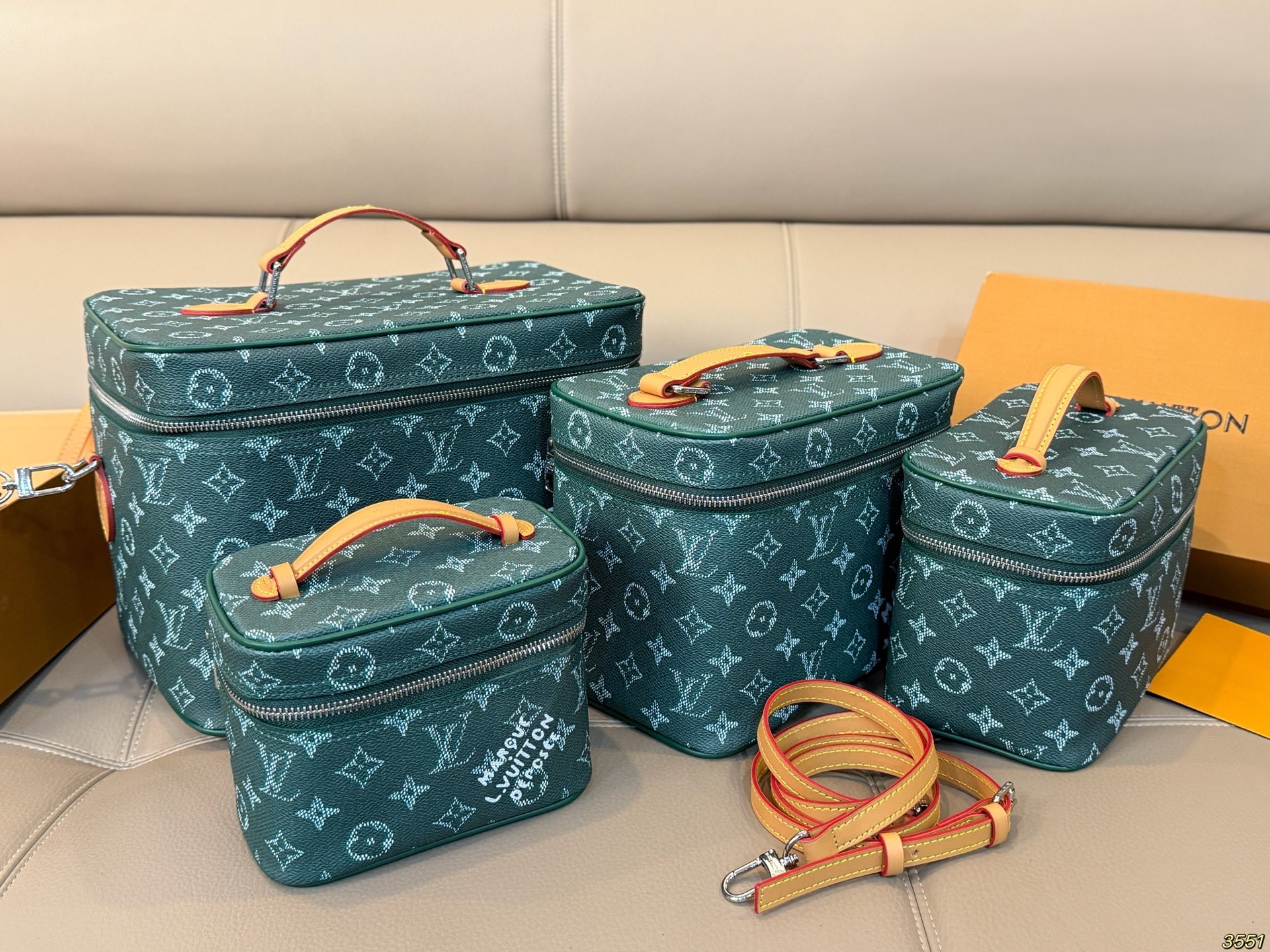 Louis Vuitton Forest Green Nice Vanity Case Box Monogram Coated Canvas LV Signature Top Handle Bag - KAIROO