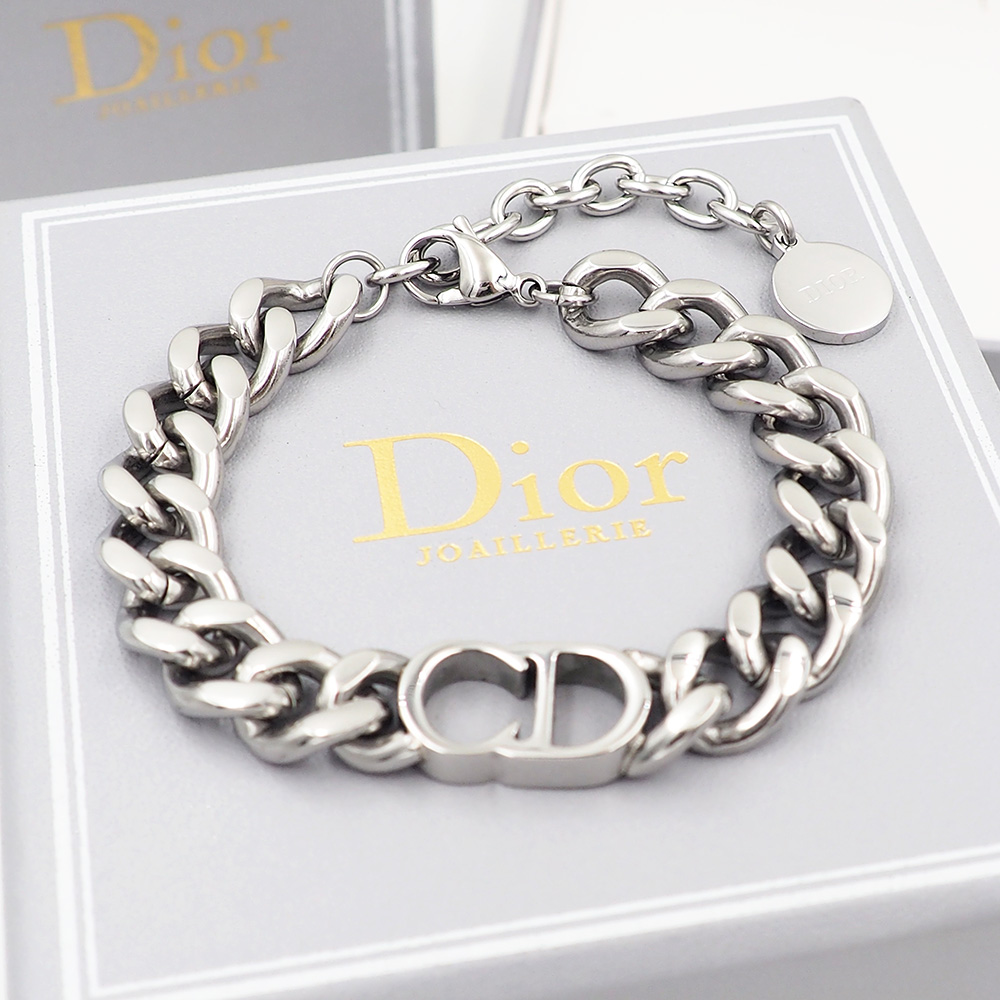 Dior Classic Silver CD Chunky Chain Bracelet