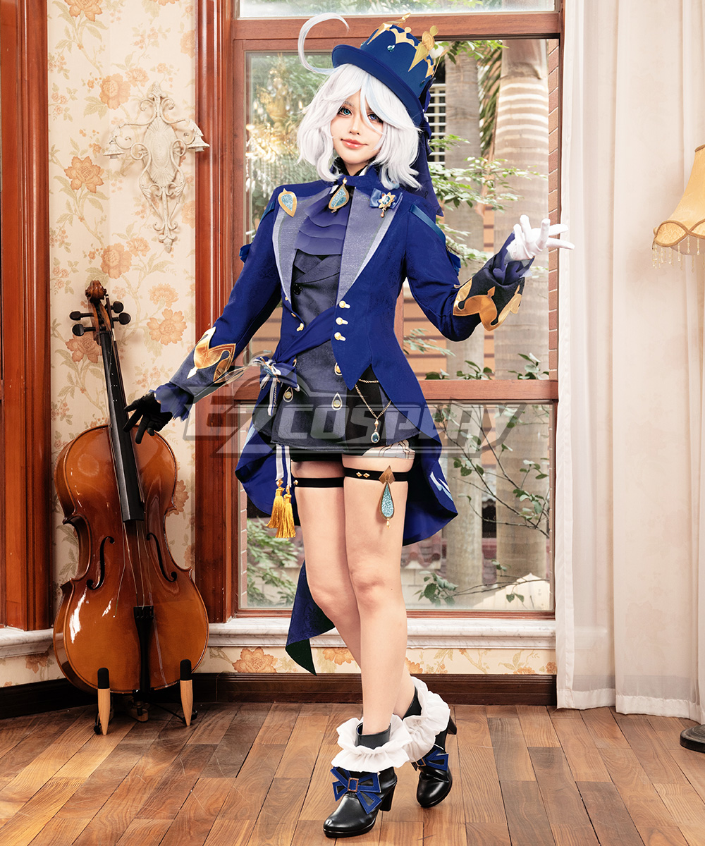 Genshin Impact Focalors Furina Premium Edition Dark Version Cosplay Costume