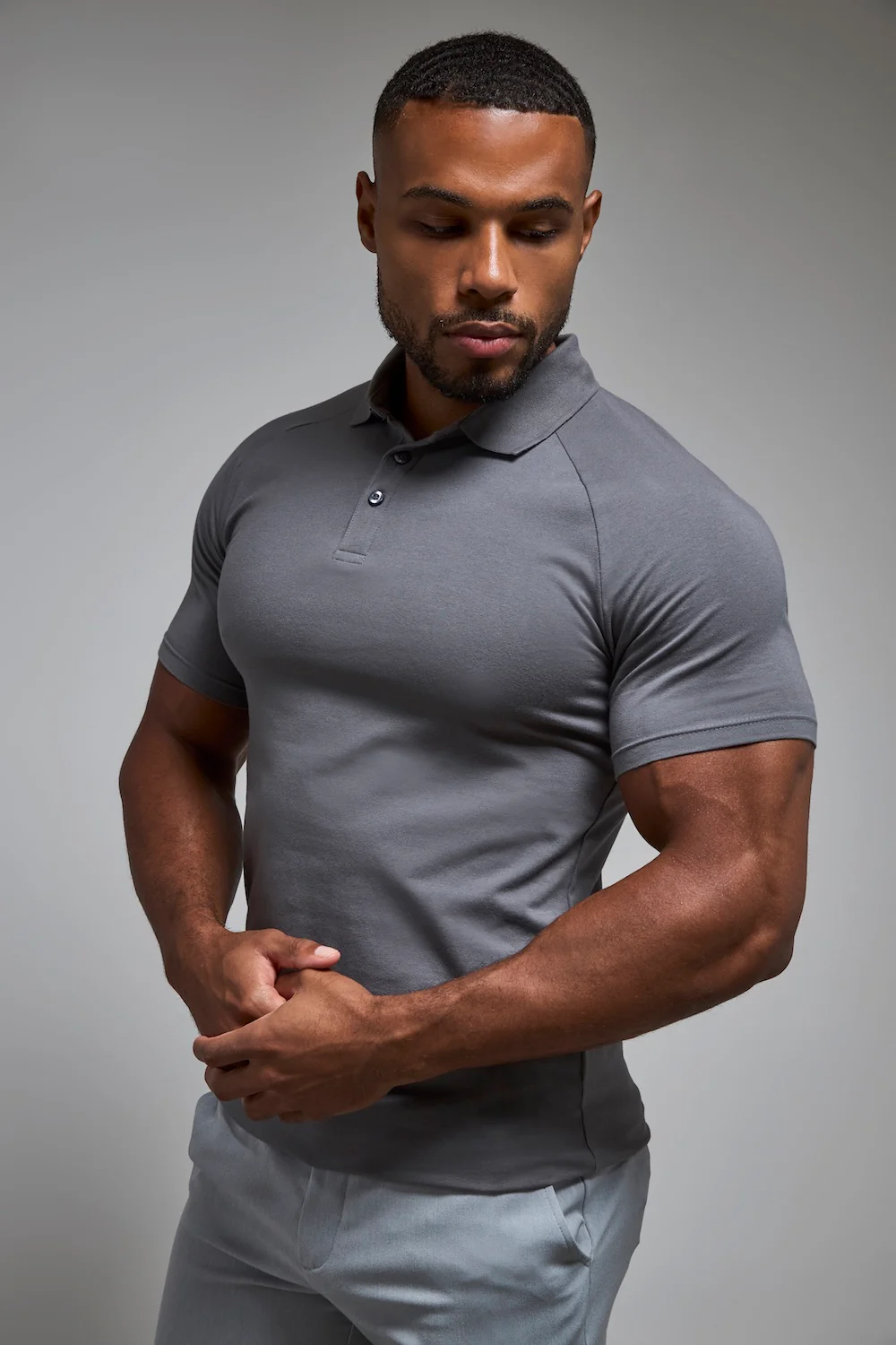 Athletic Fit Polo Shirt in Charcoal