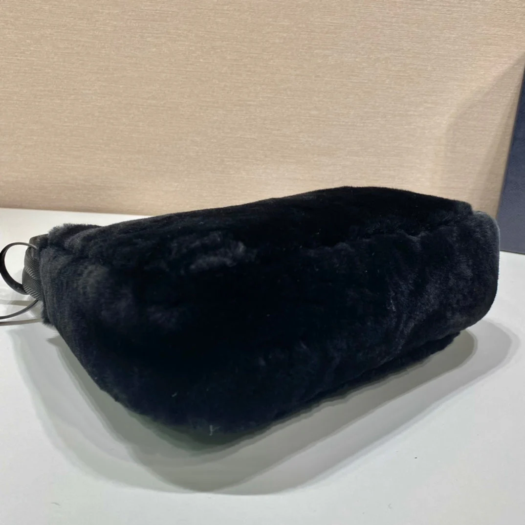 Prada HOBO BAG 23 IN BLACK RABBIT FUR