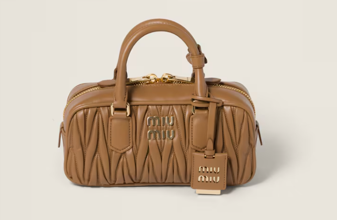 Miu miu Medium Arcadie Caramel matelassé nappa leather bag 5BB142