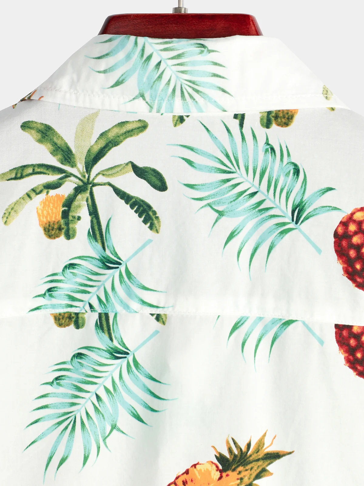 Men's Pineapple Print Cotton Hawaiian Short Sleeve Shirt