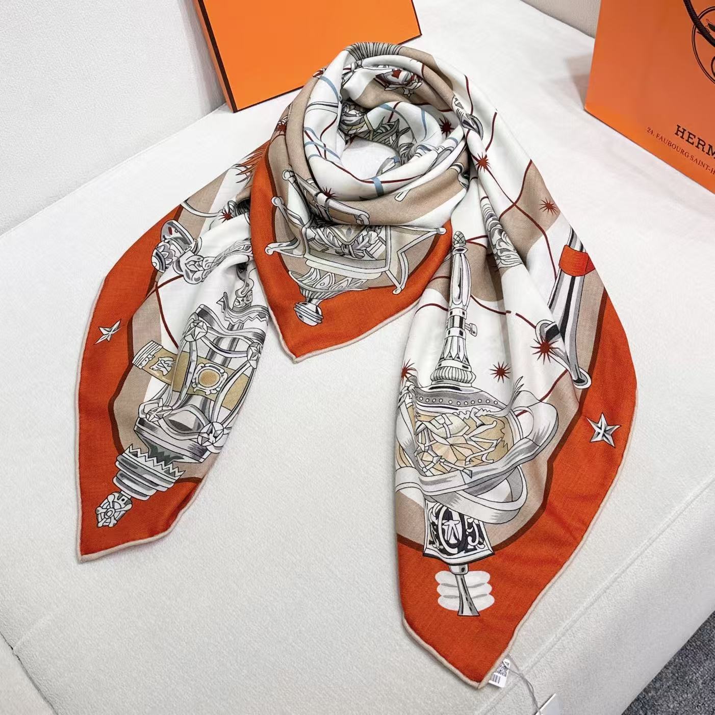 Hermes Silk and Cashmere Shawl