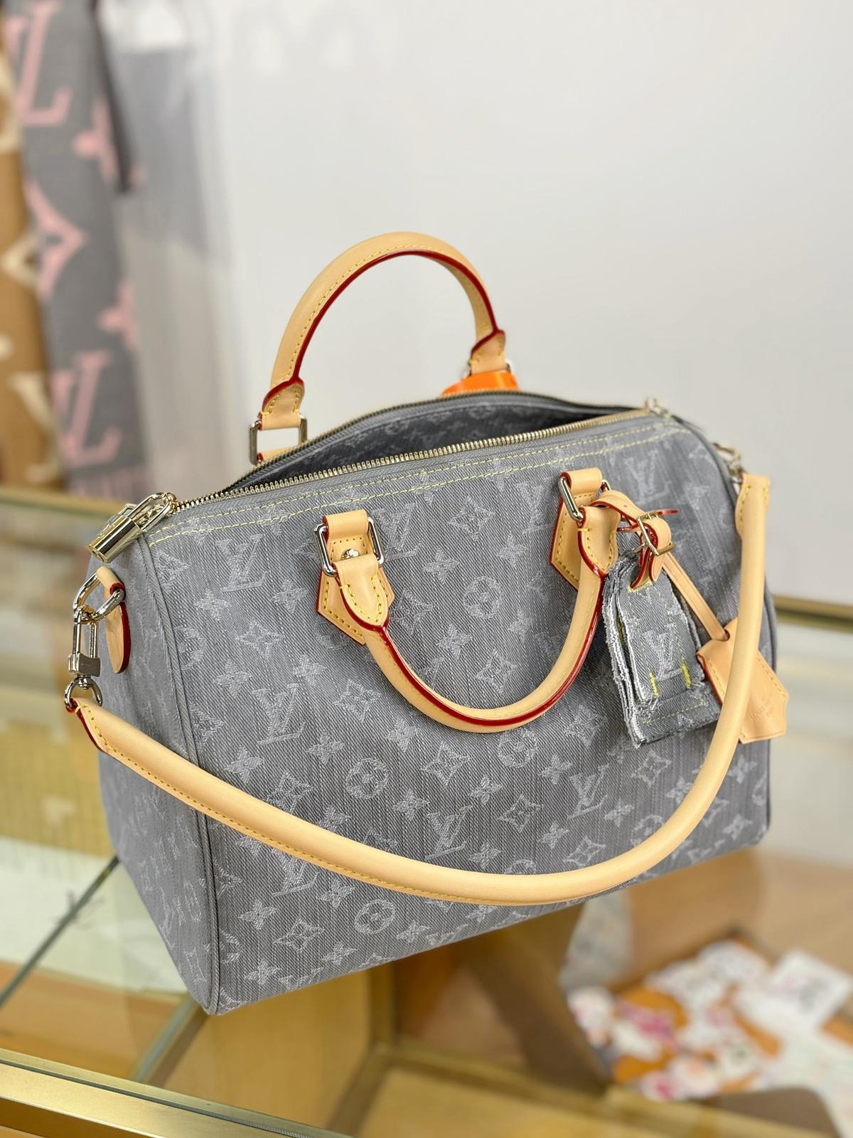 Louis Vuitton LV denim soft speedy 30 monogram bags