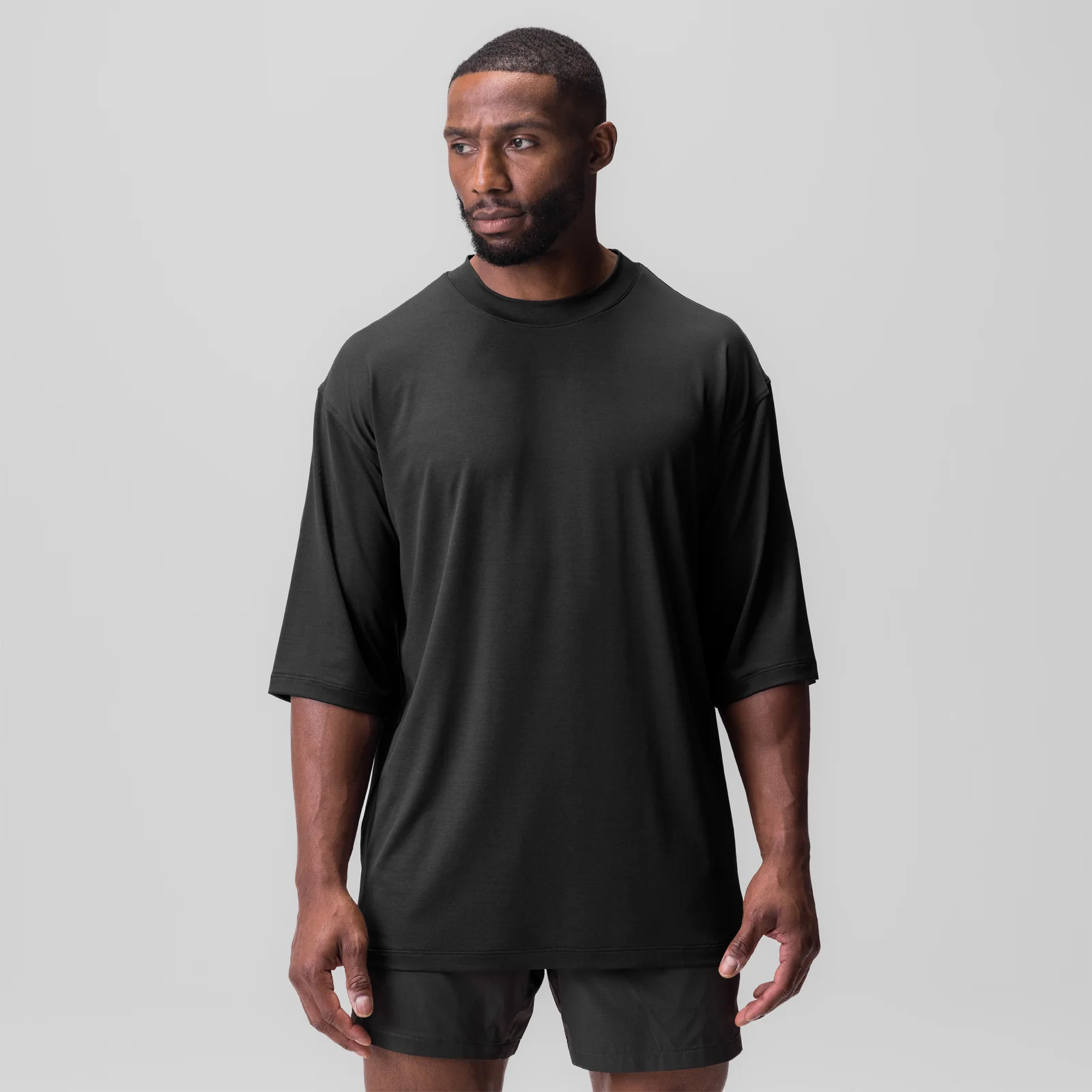 0841. 3D-Lite 2.0 3/4-Sleeve Oversized Tee - Black 