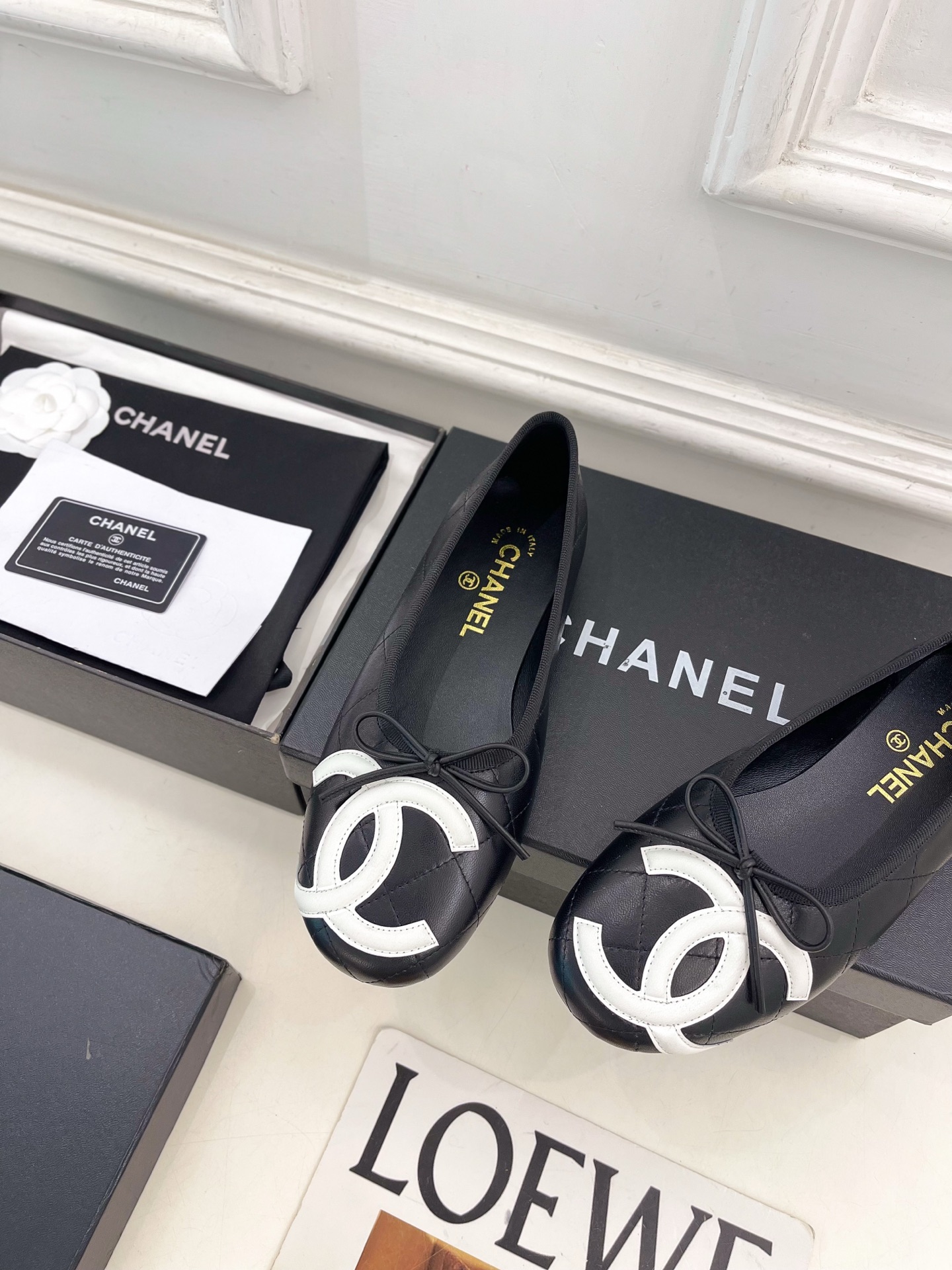 Chanel Lambskin Ballet Shoes in Black/White