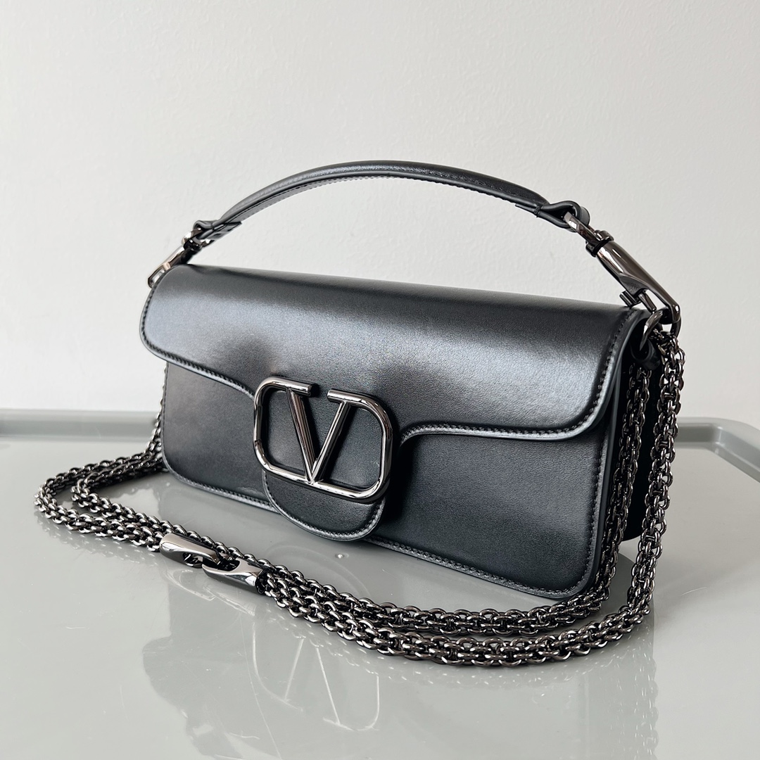 Valentino Large Garavani Loco Bag in Calfskin and crystals-Black