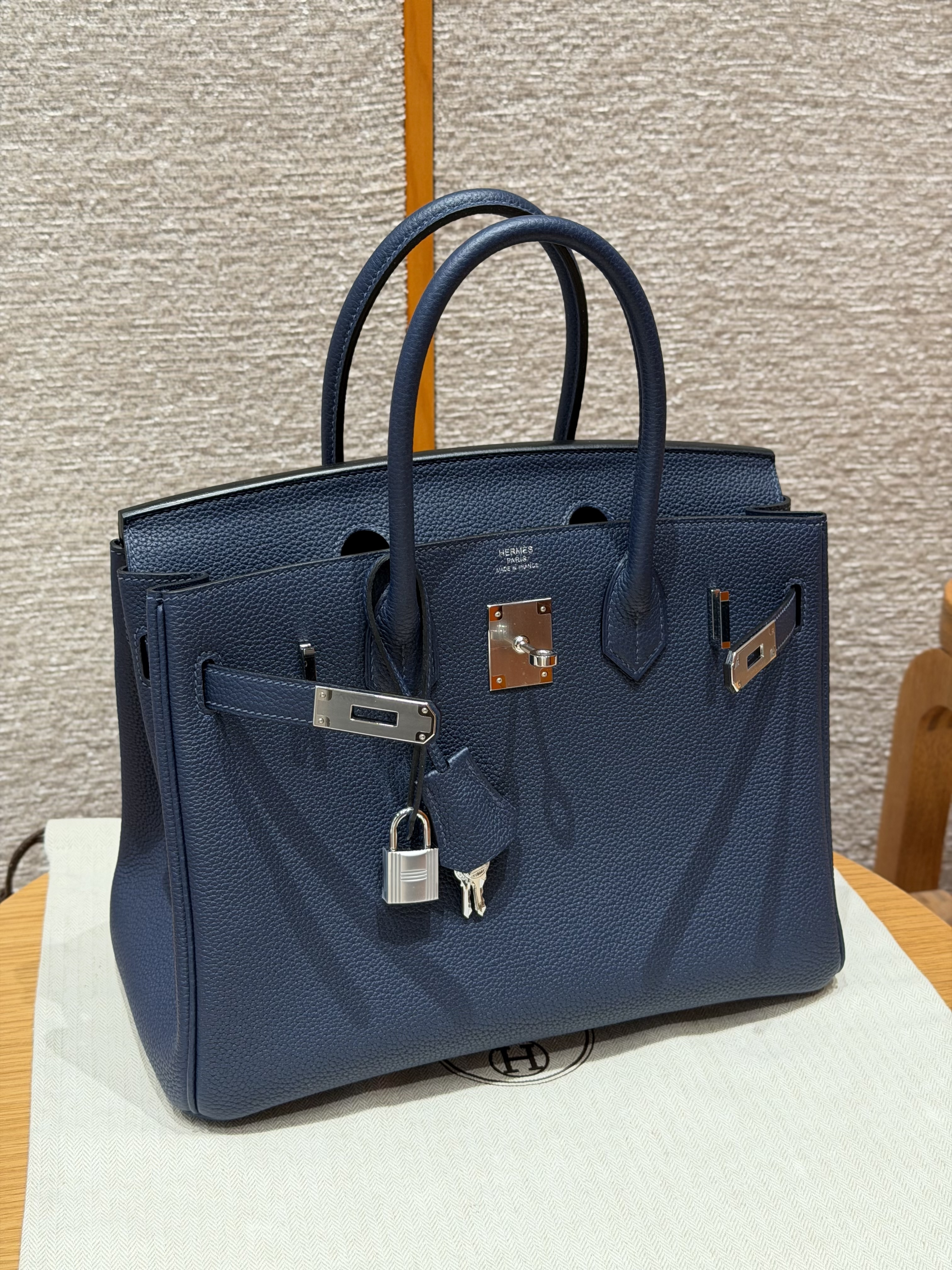 Hermes Blue Saphir Togo Birkin 30 Bag