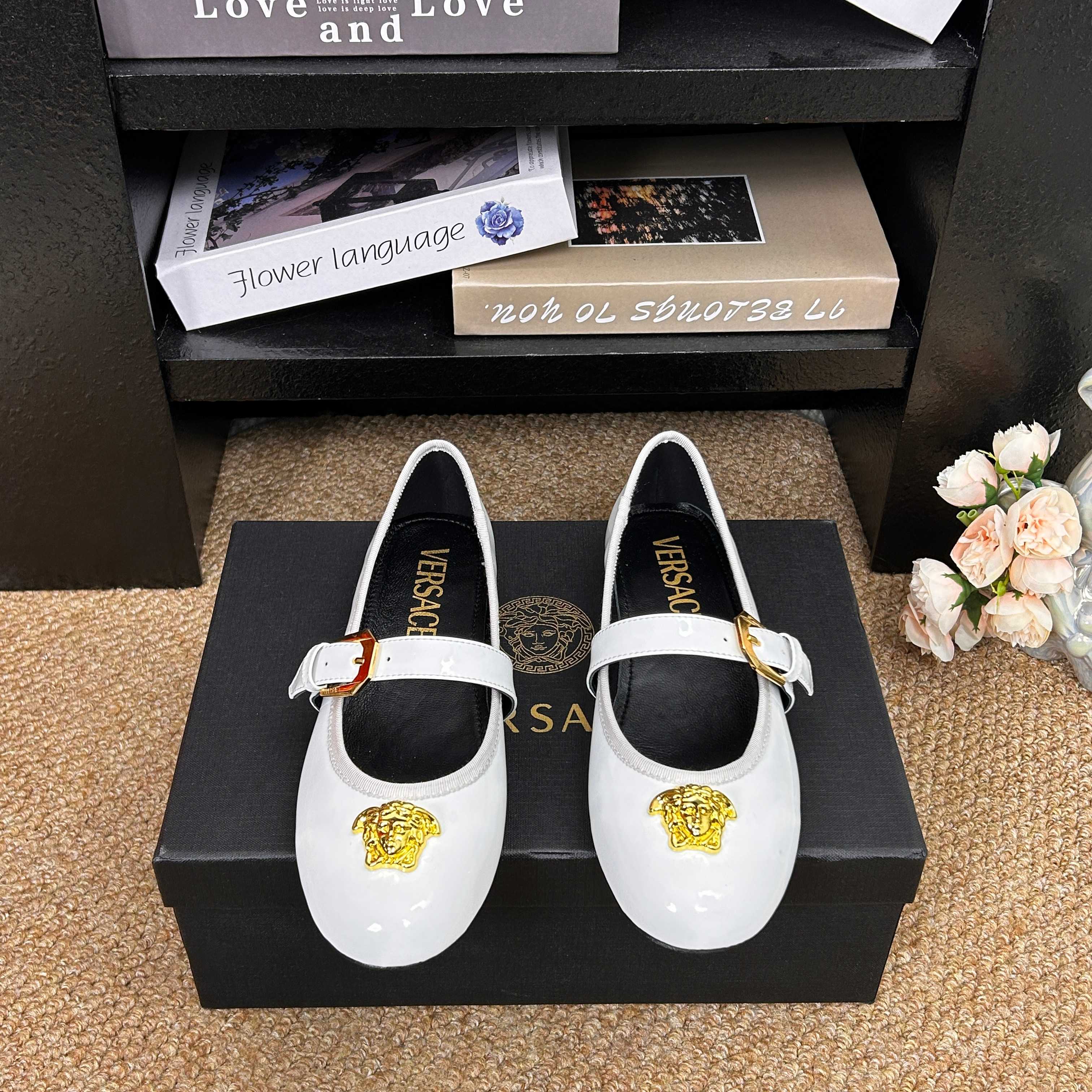 Versace Shiny Leather Ballet Flat
