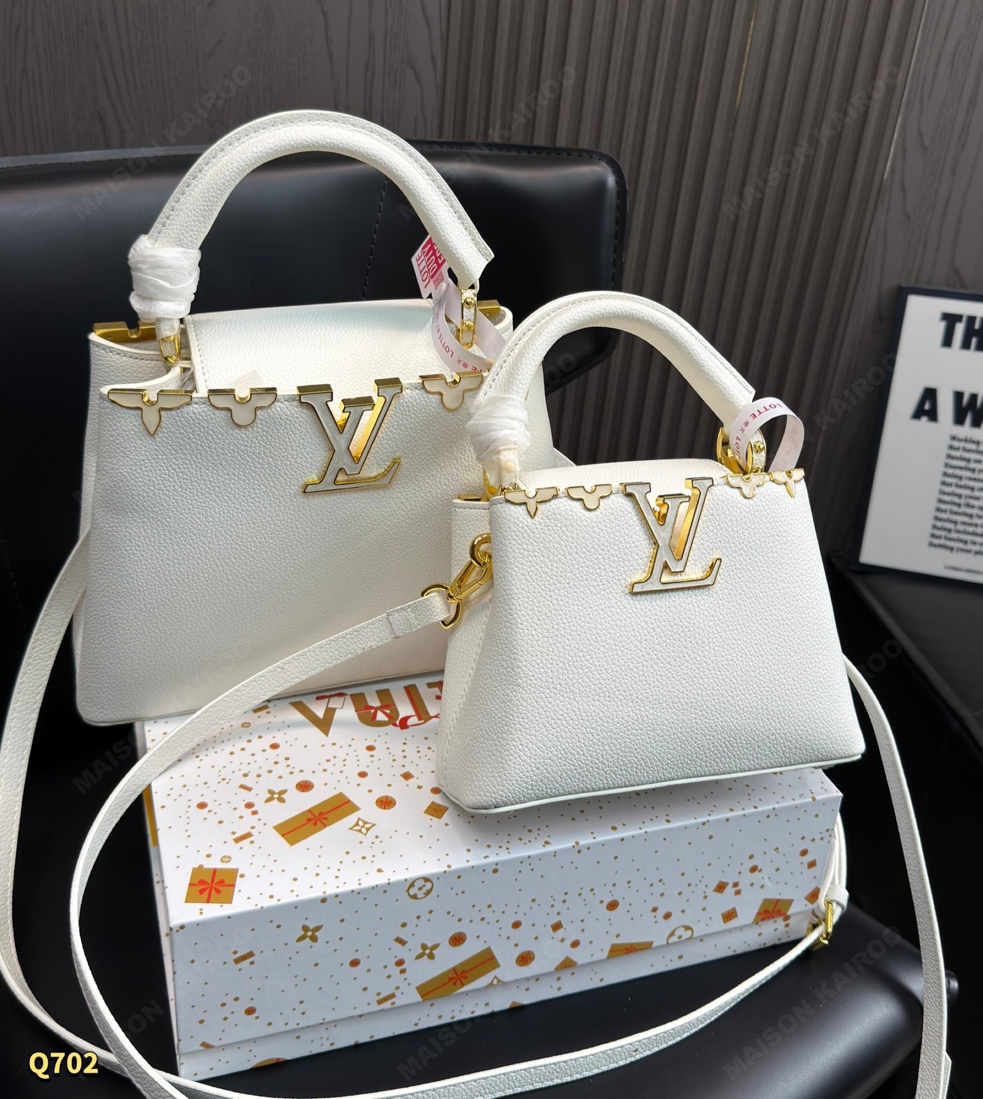 Louis Vuitton LV Capucines BB & Mini Nacre Flower Crown Enamel Logo Taurillon Leather Top Handle Bag - KAIROO