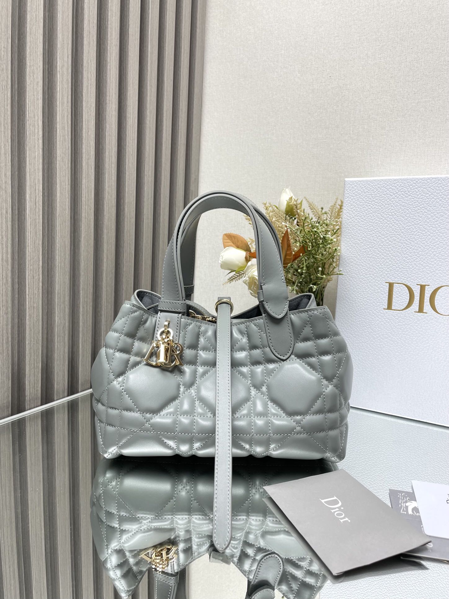 Dior SmallToujours Bag in Grey Quilted Calfskin