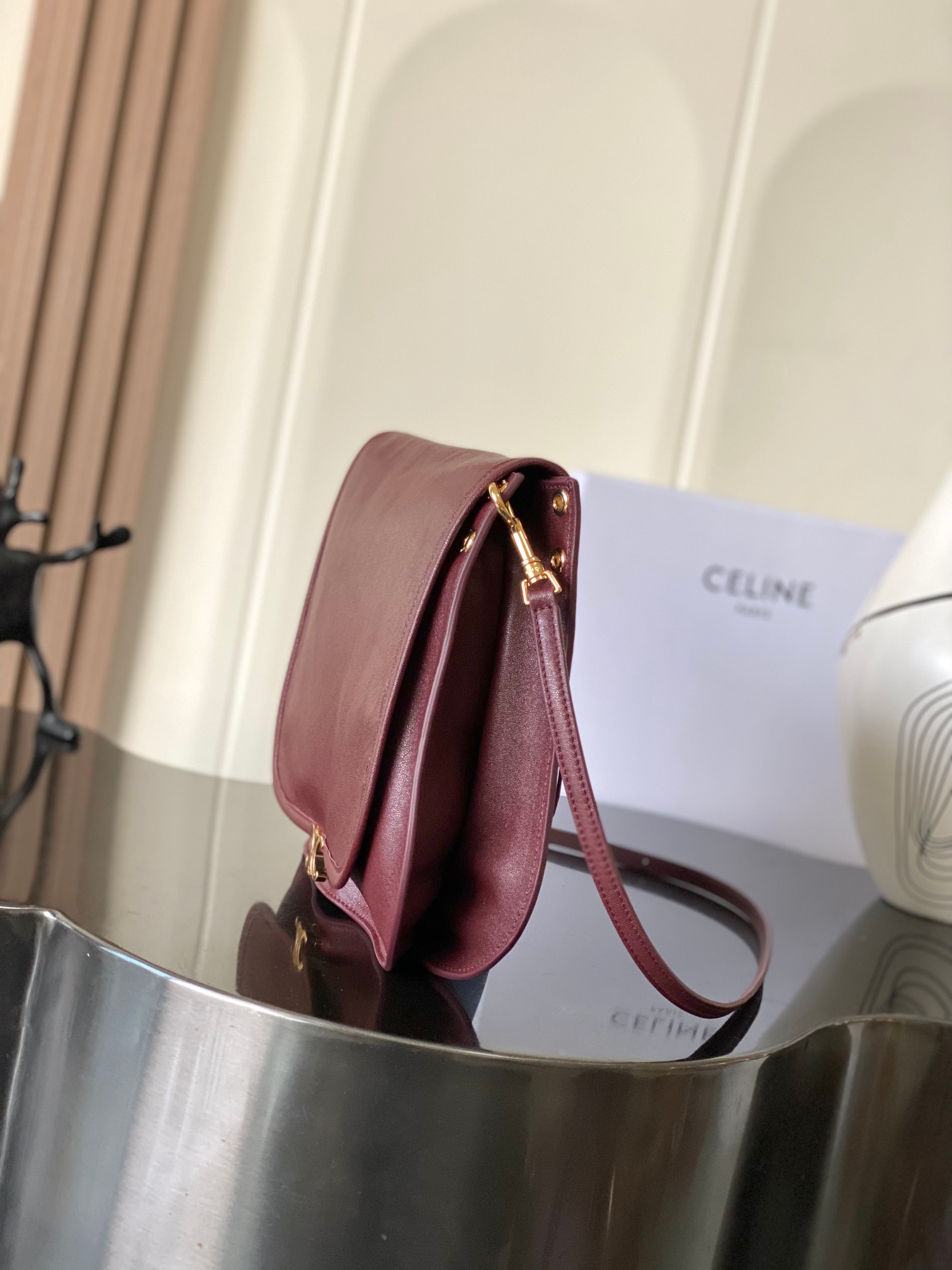 Celine Syrah Triomphe Besace Handbag