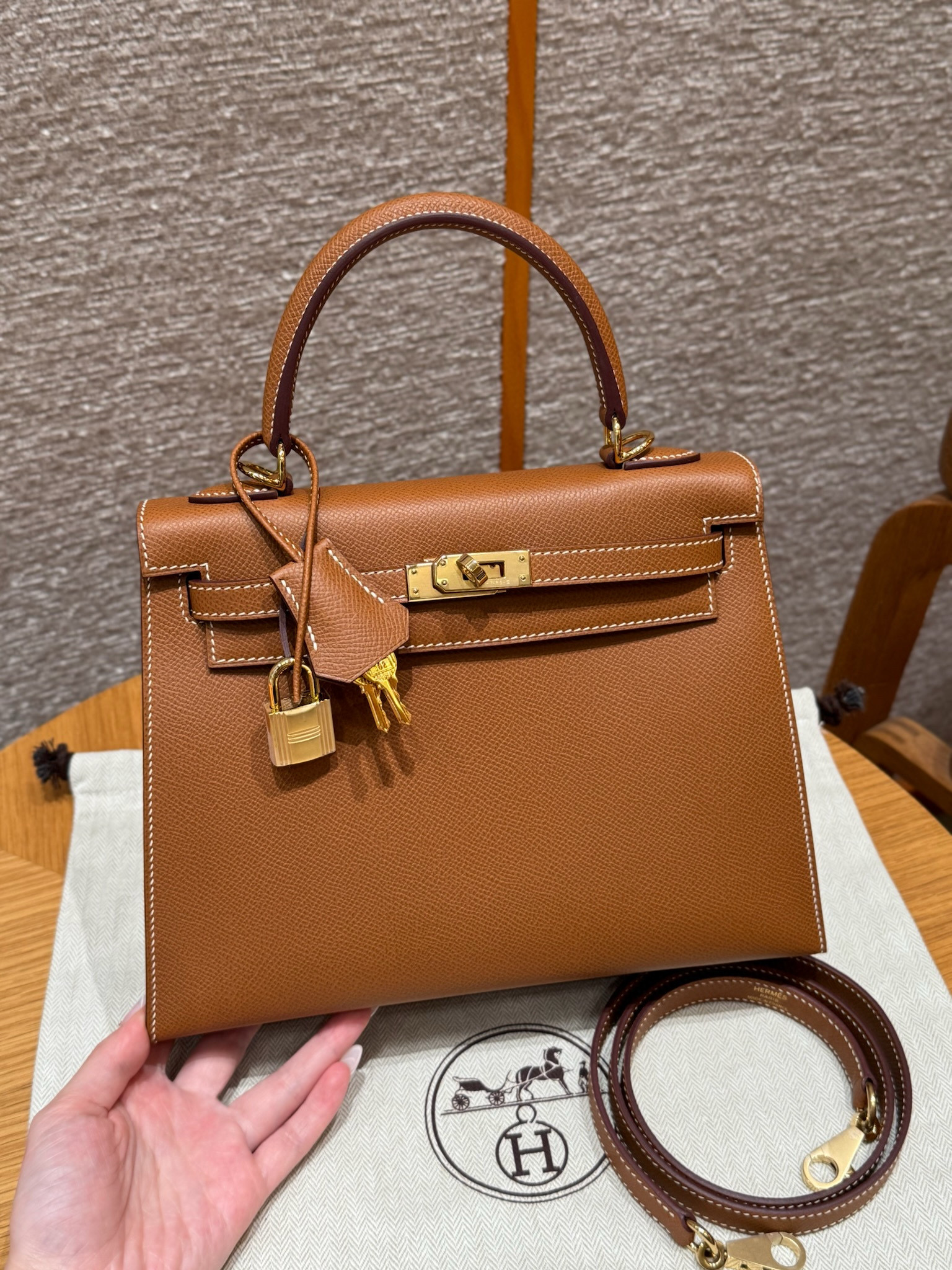Hermes Gold Epsom Kelly 25
