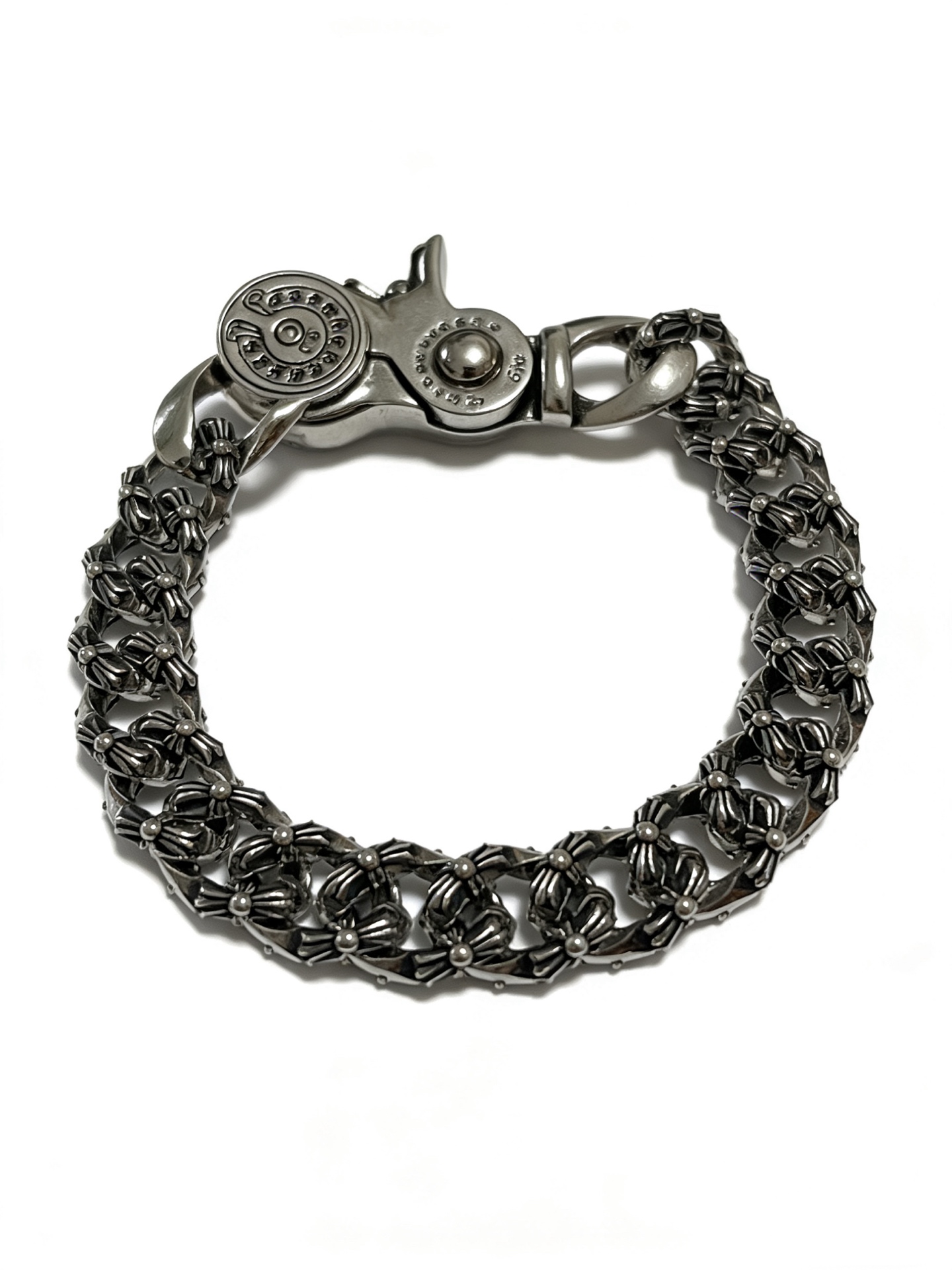 Chrome Hearts Oxidized Silver Unisex Bracelet