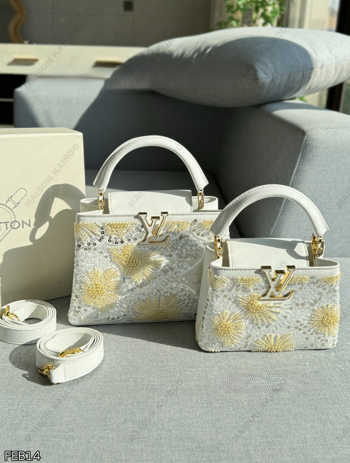 Louis Vuitton LV Capucines BB/Mini Beaded Sequined Embroidered Leather Top Handle Bag - KAIROO
