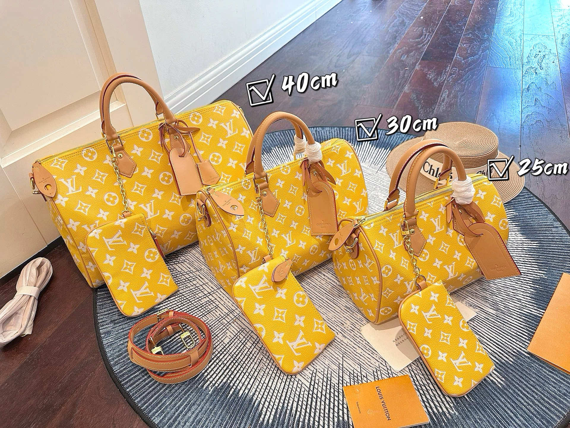 Louis Vuitton LV x Pharrell Williams LV Speedy 25/30/40 P9 Yellow Monogram Brass Plaque Boston Top Handle Bag - KAIROO